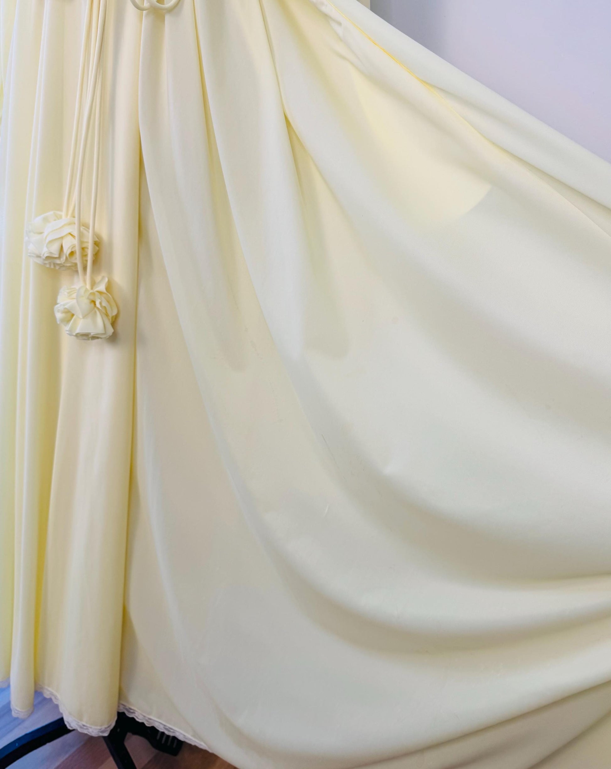 60s Lucie Ann Yellow Sweeping Pom Pom Peignoir Set