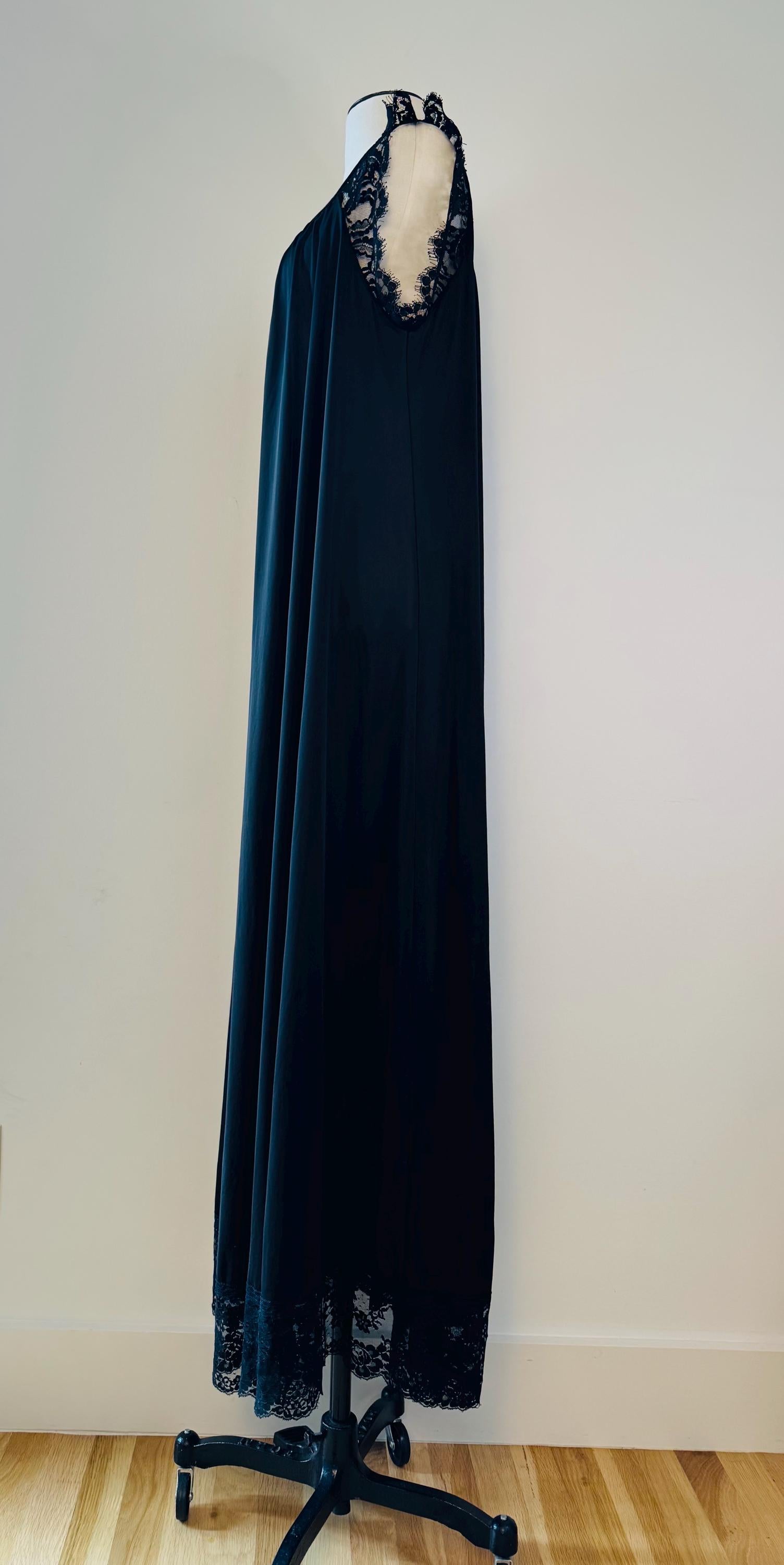 Vintage Black Long Lucie Ann Sweeping Negligee