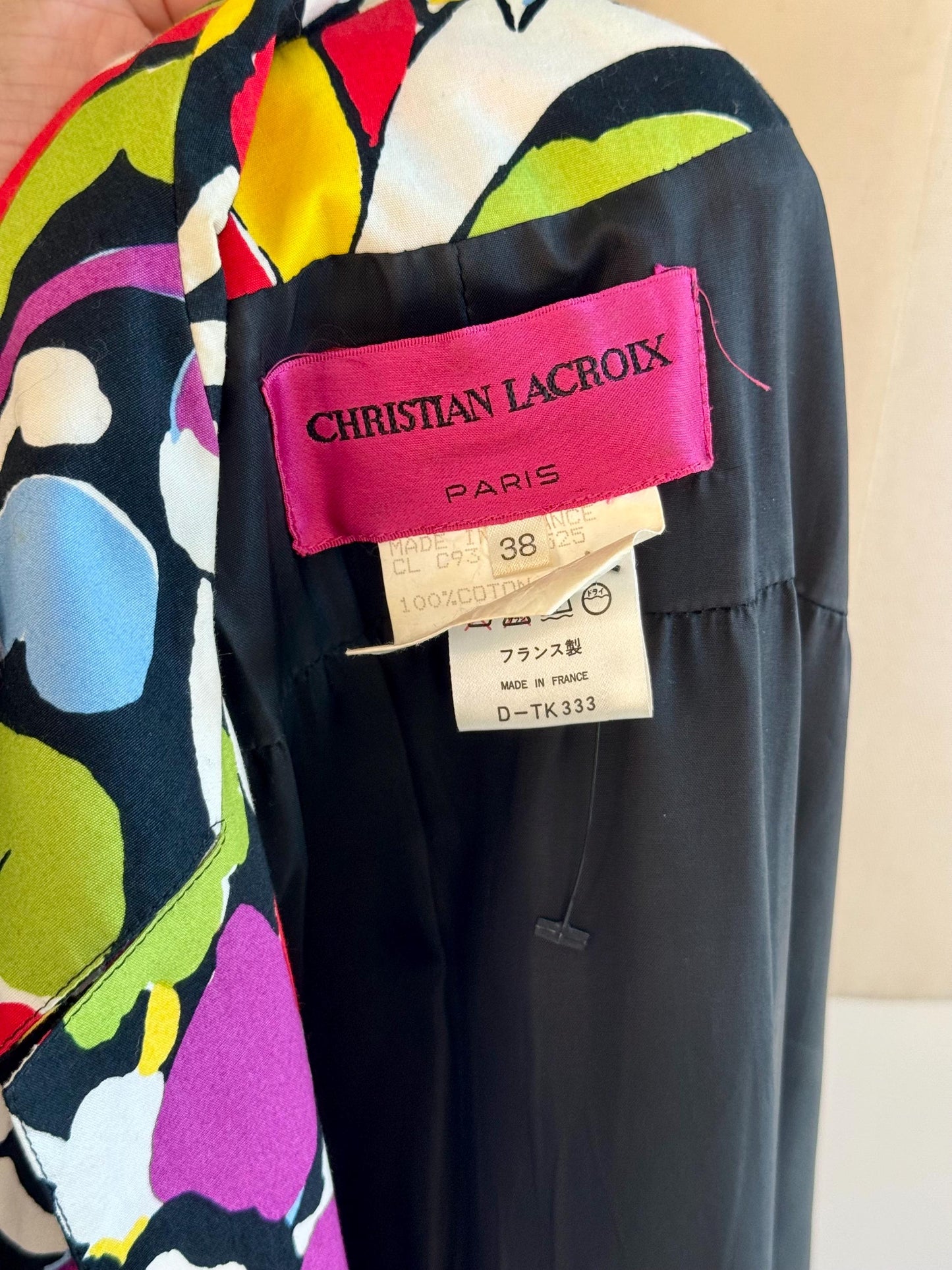 90s Christian LaCroix Floral Printed Cotton Embellished Dress