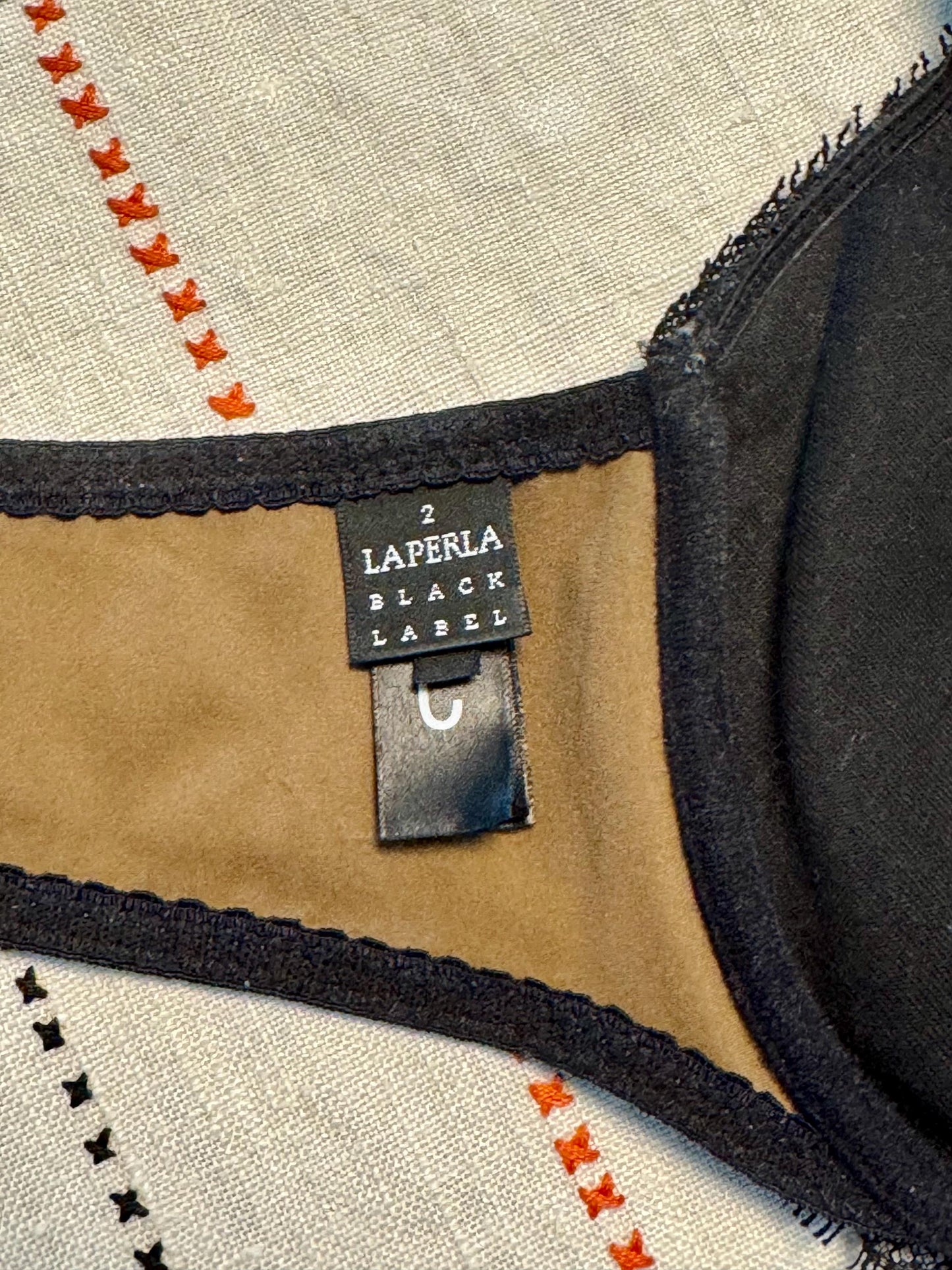 La Perla Black Label Satin and Lace Bow Bra 34C