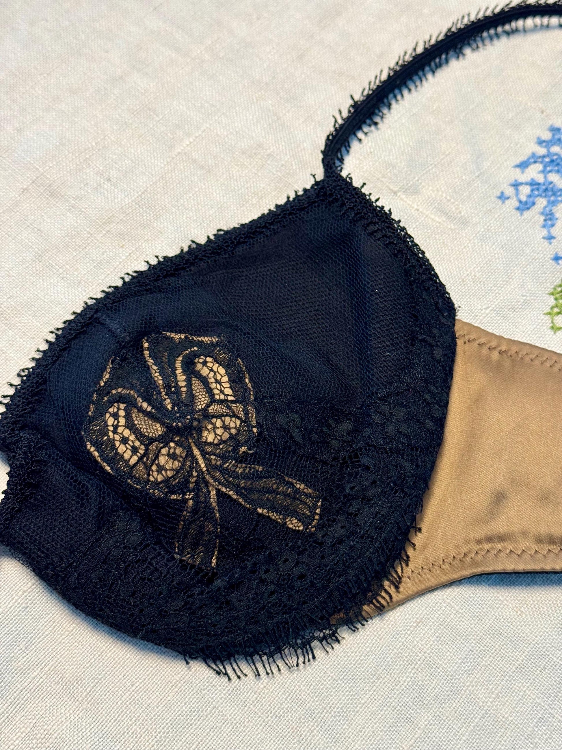 La Perla Black Label Satin and Lace Bow Bra 34C