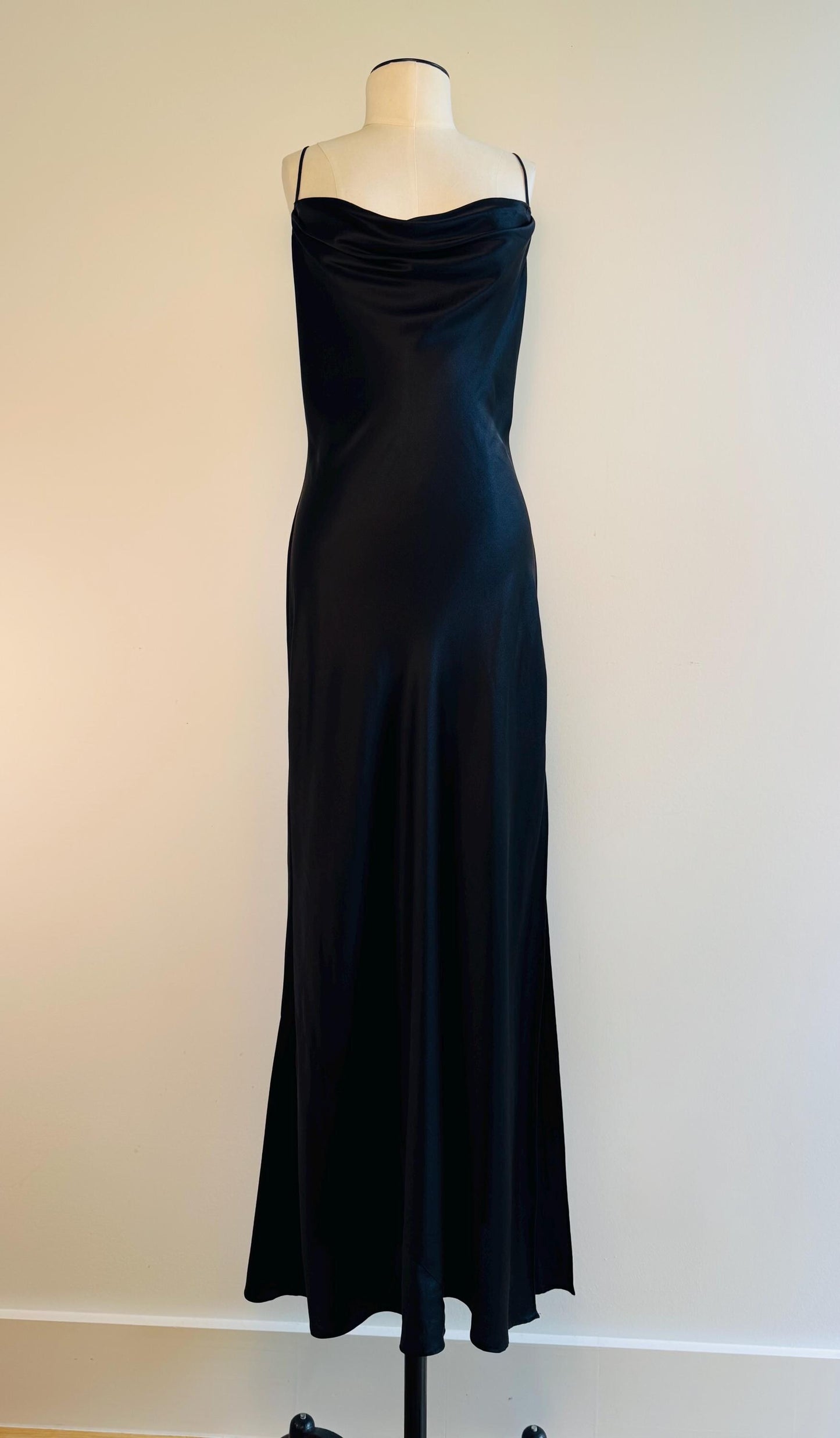 Vintage Black Silk Bias Slip Maxi Dress