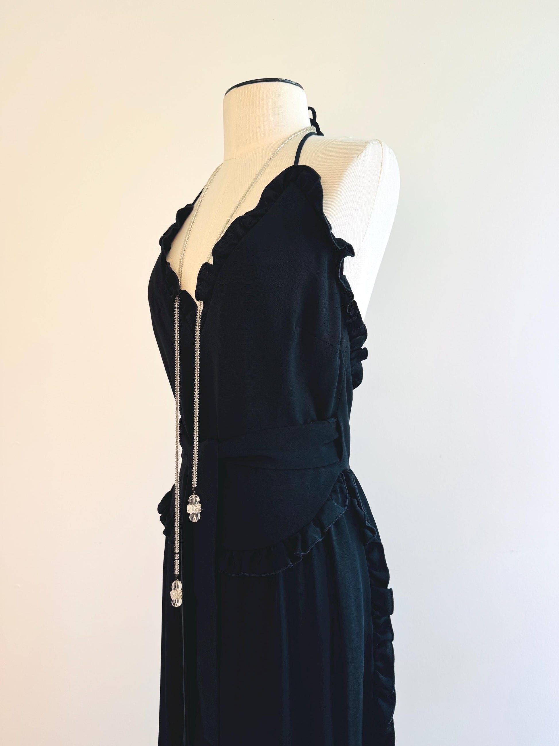 Vintage Albert CAPRARO Ruffled Halter Maxi Dress Gown