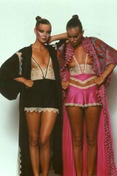 Zandra Rhodes Satin and Lace Kimono Pant Set