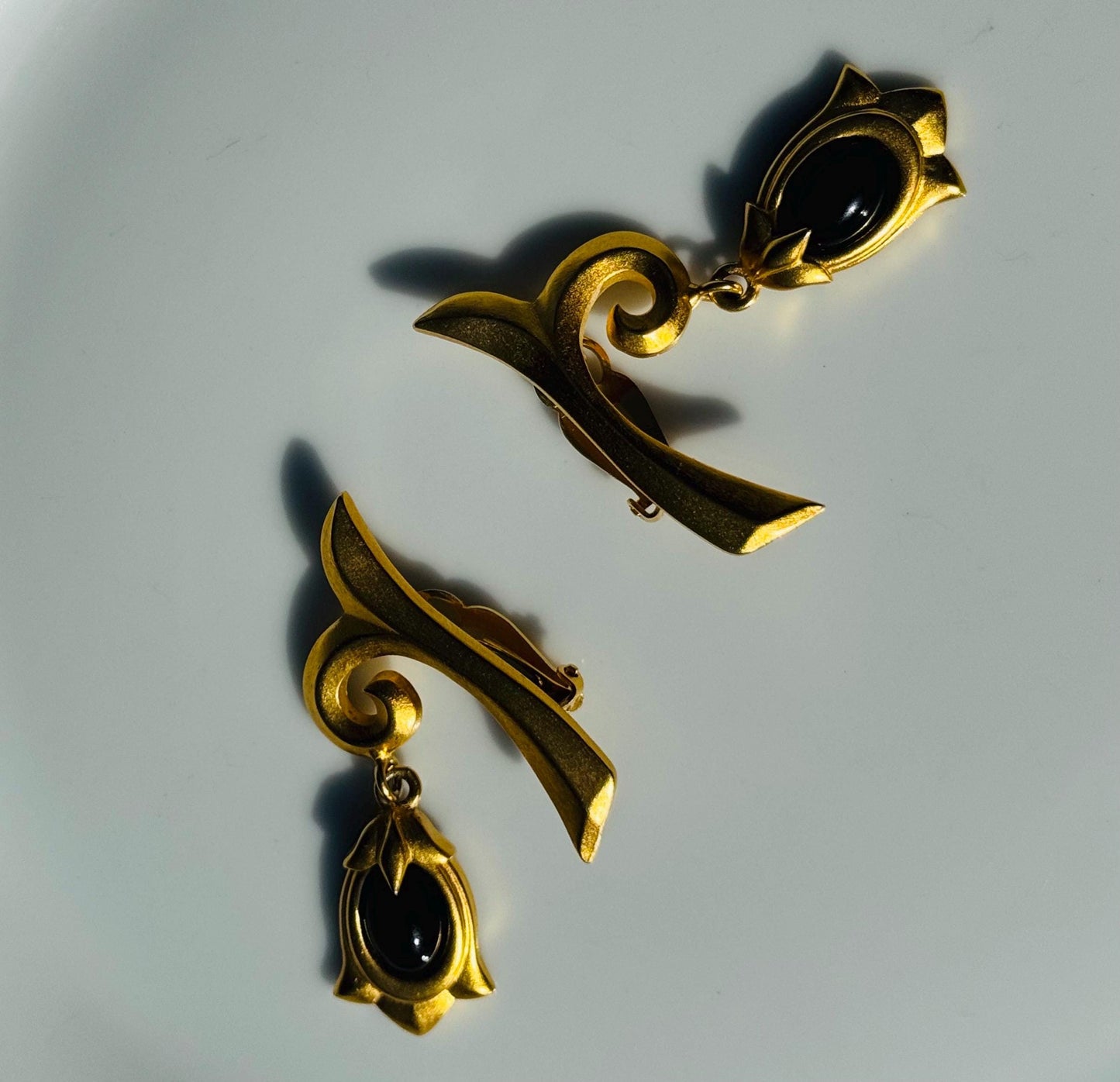 90s Karl LAGERFELD Gold Plated Dangle Earrings