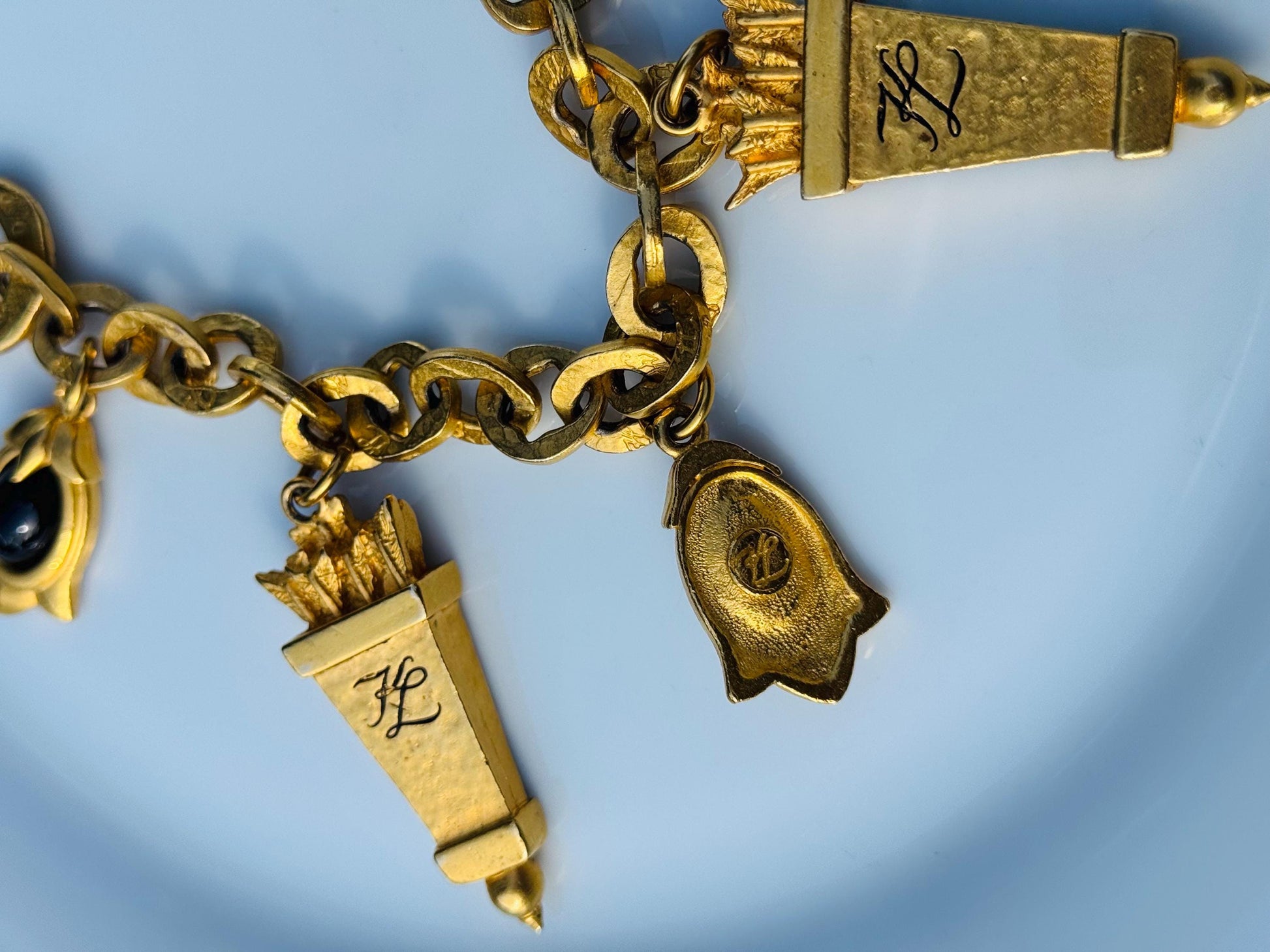 90s Karl Lagerfeld Gold Charm Bracelet