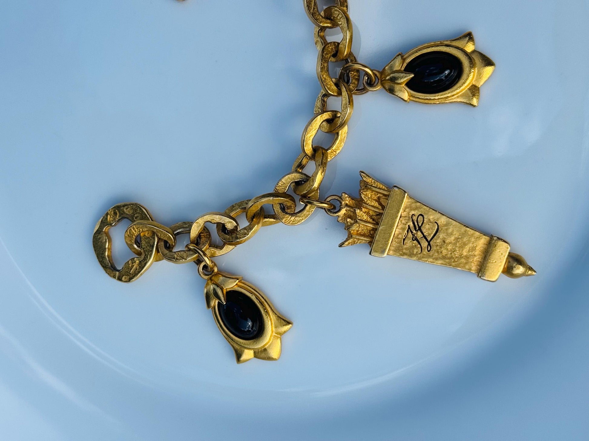 90s Karl Lagerfeld Gold Charm Bracelet