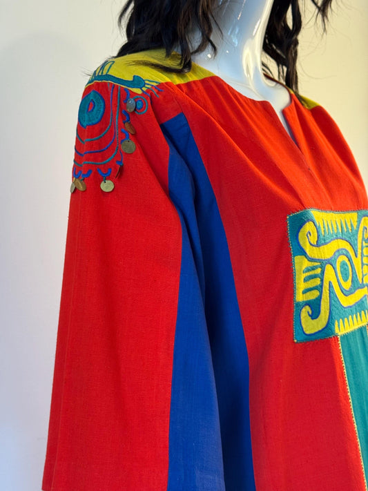 70s JOSEFA Bright Color Cotton Caftan