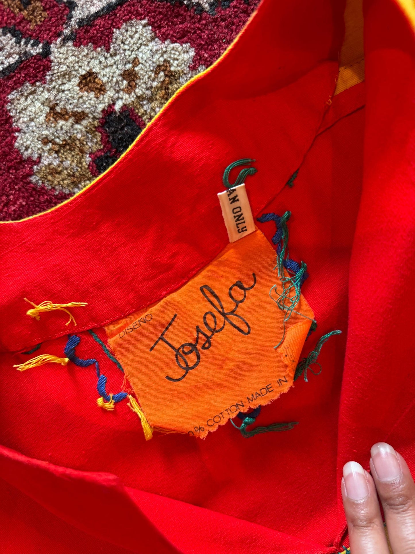 70s JOSEFA Bright Color Cotton Caftan