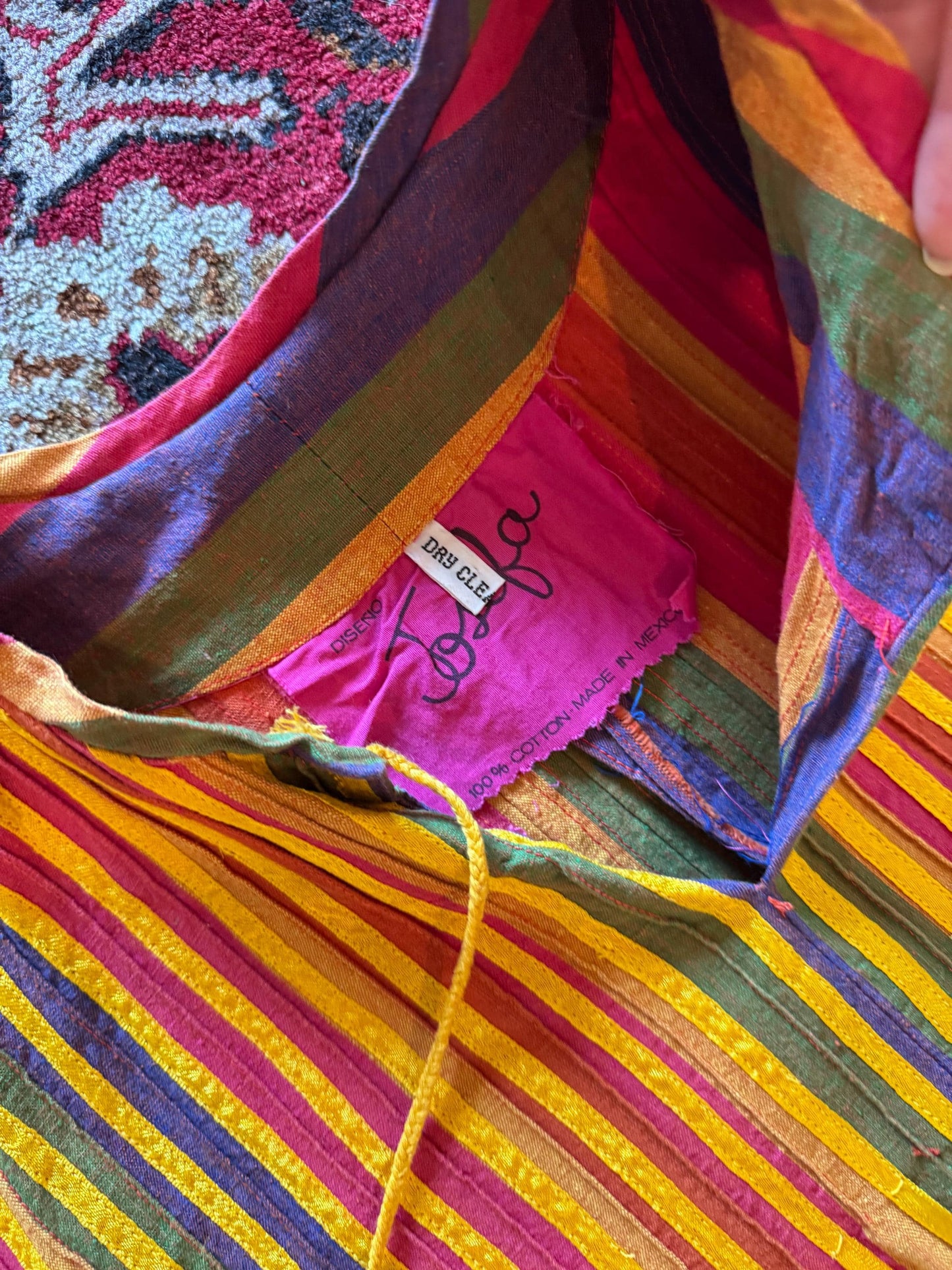 70s JOSEFA Stripe Tassled Cotton Caftan