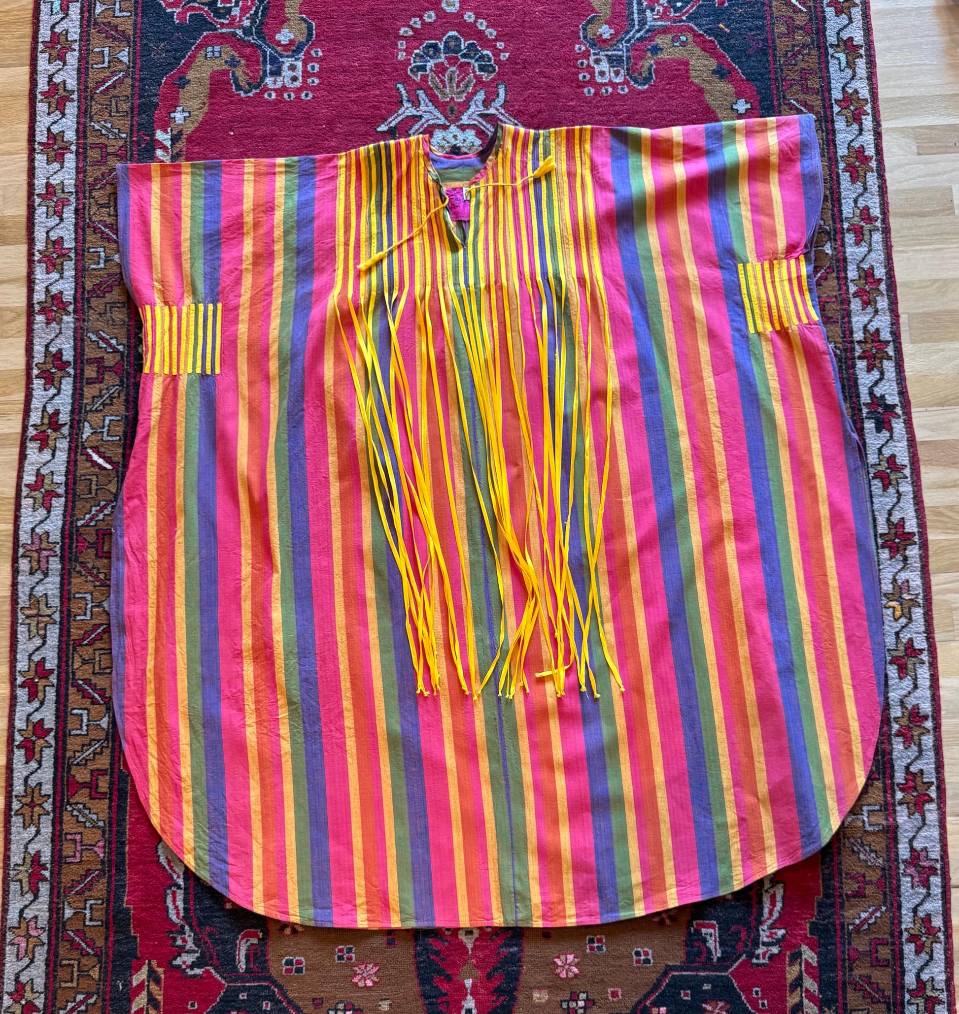 70s JOSEFA Stripe Tassled Cotton Caftan