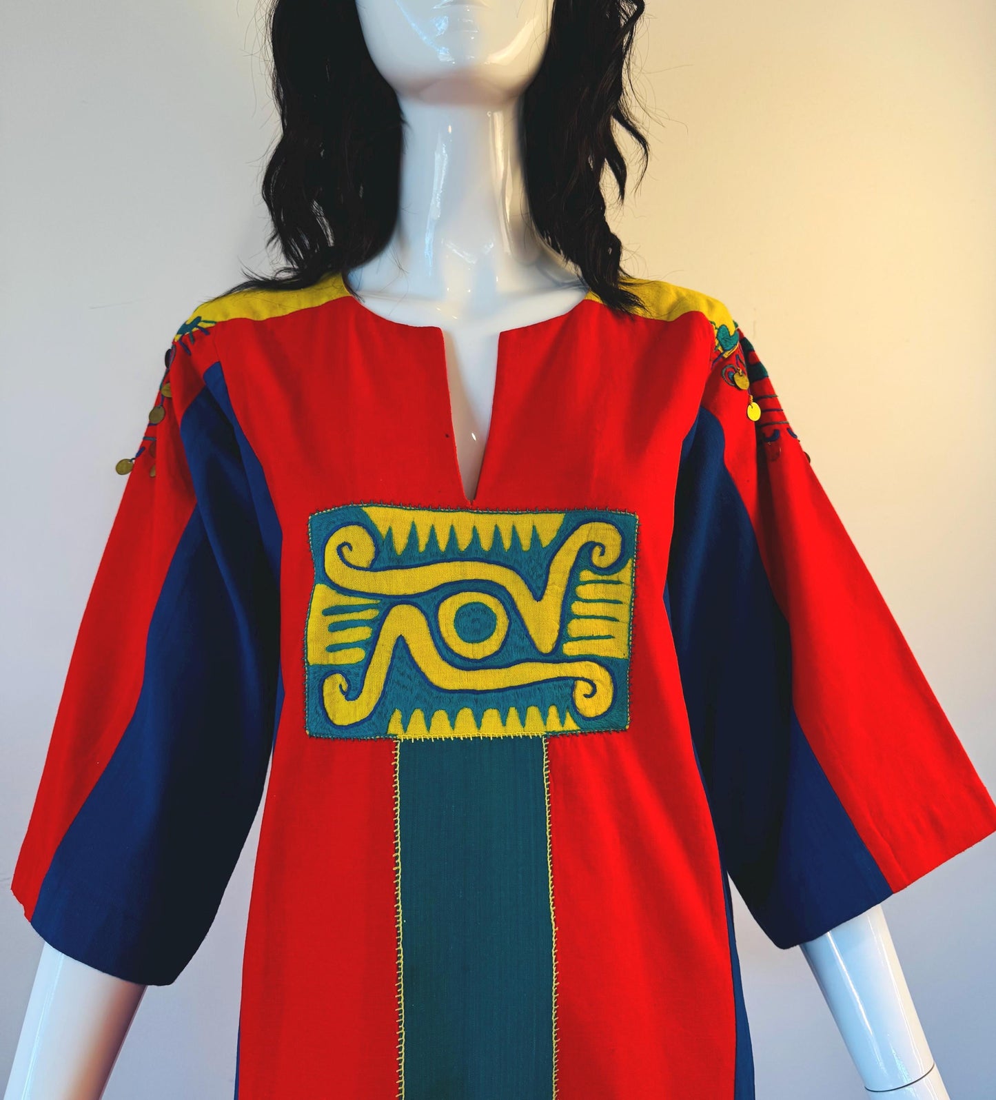 70s JOSEFA Bright Color Cotton Caftan