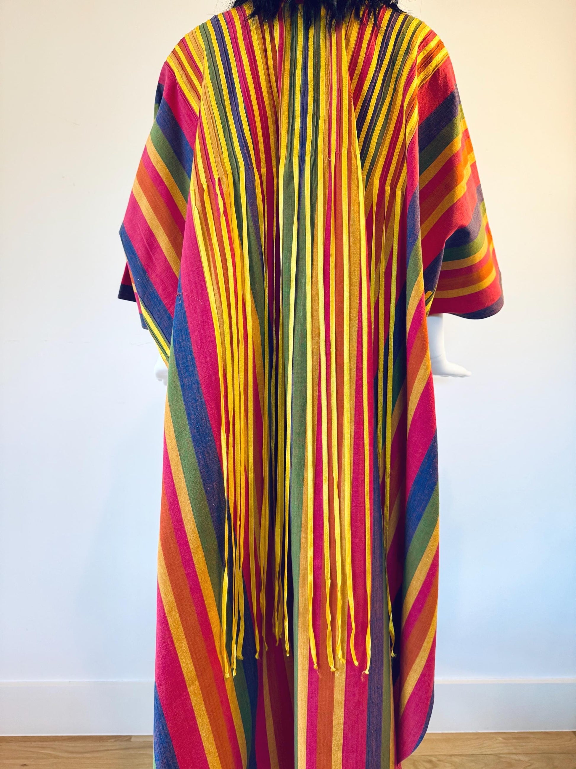 70s JOSEFA Stripe Tassled Cotton Caftan