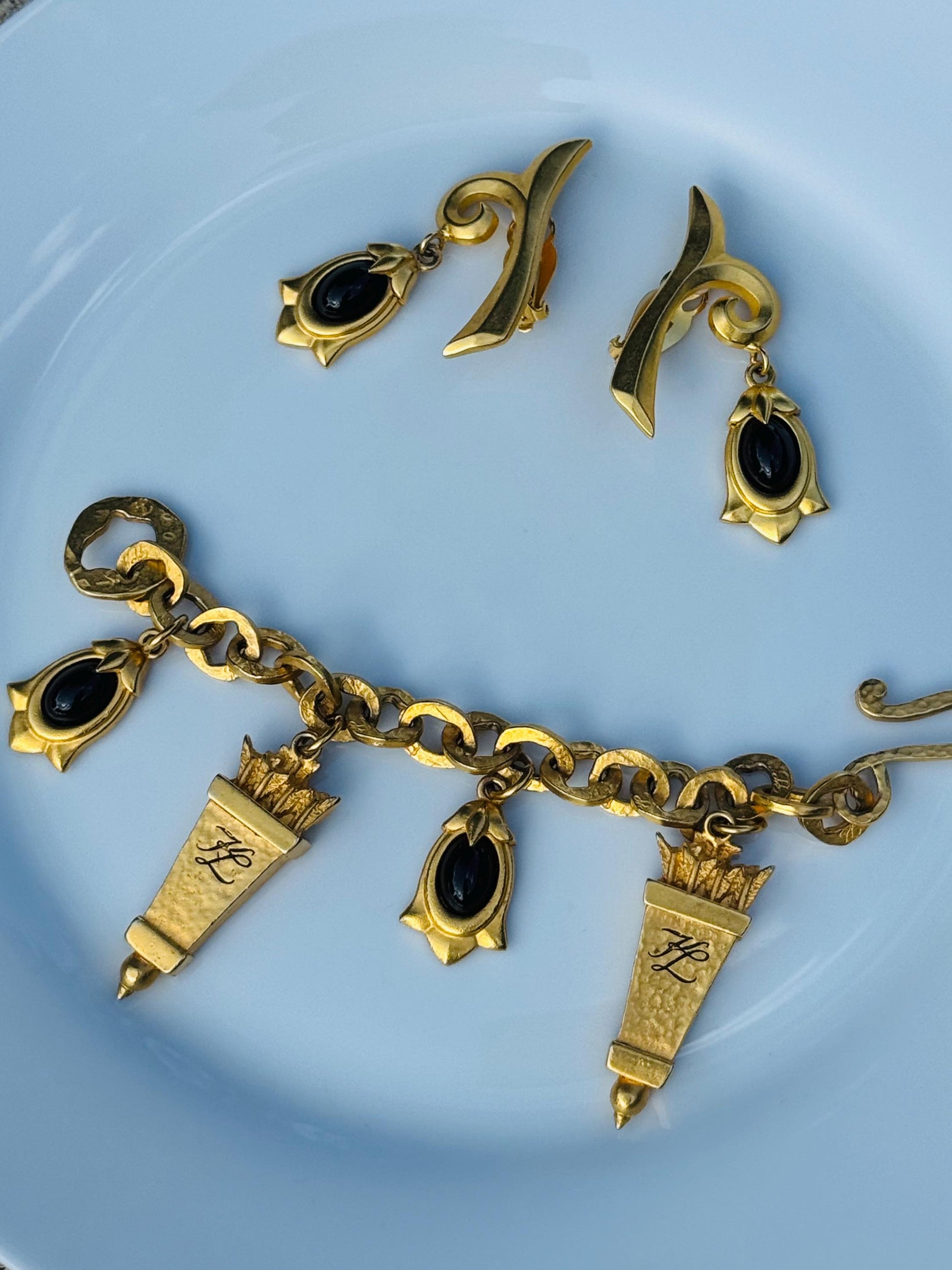 90s Karl Lagerfeld Gold Charm Bracelet