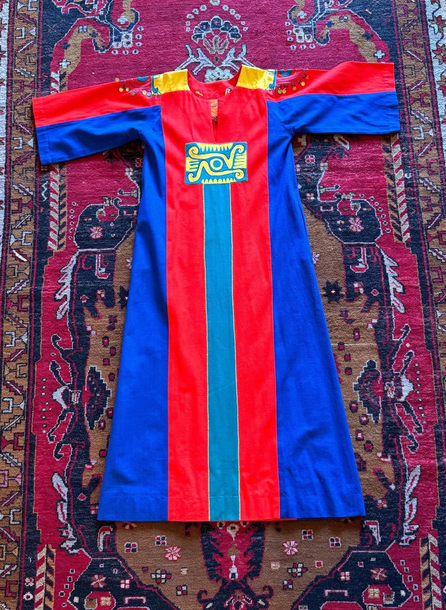 70s JOSEFA Bright Color Cotton Caftan