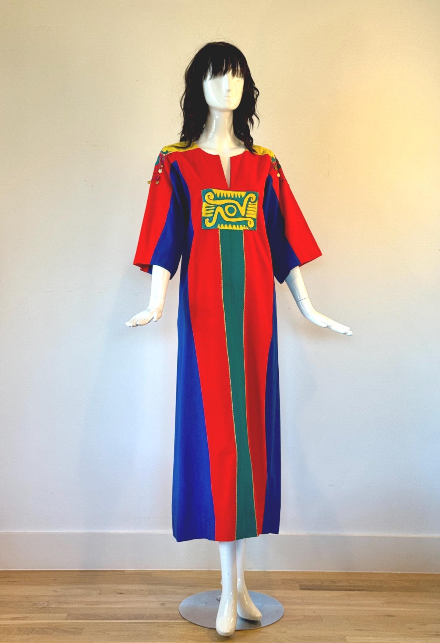 70s JOSEFA Bright Color Cotton Caftan
