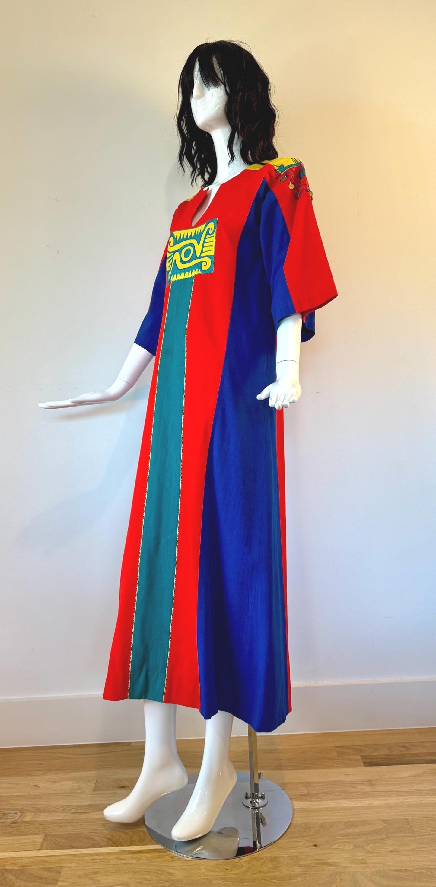 70s JOSEFA Bright Color Cotton Caftan