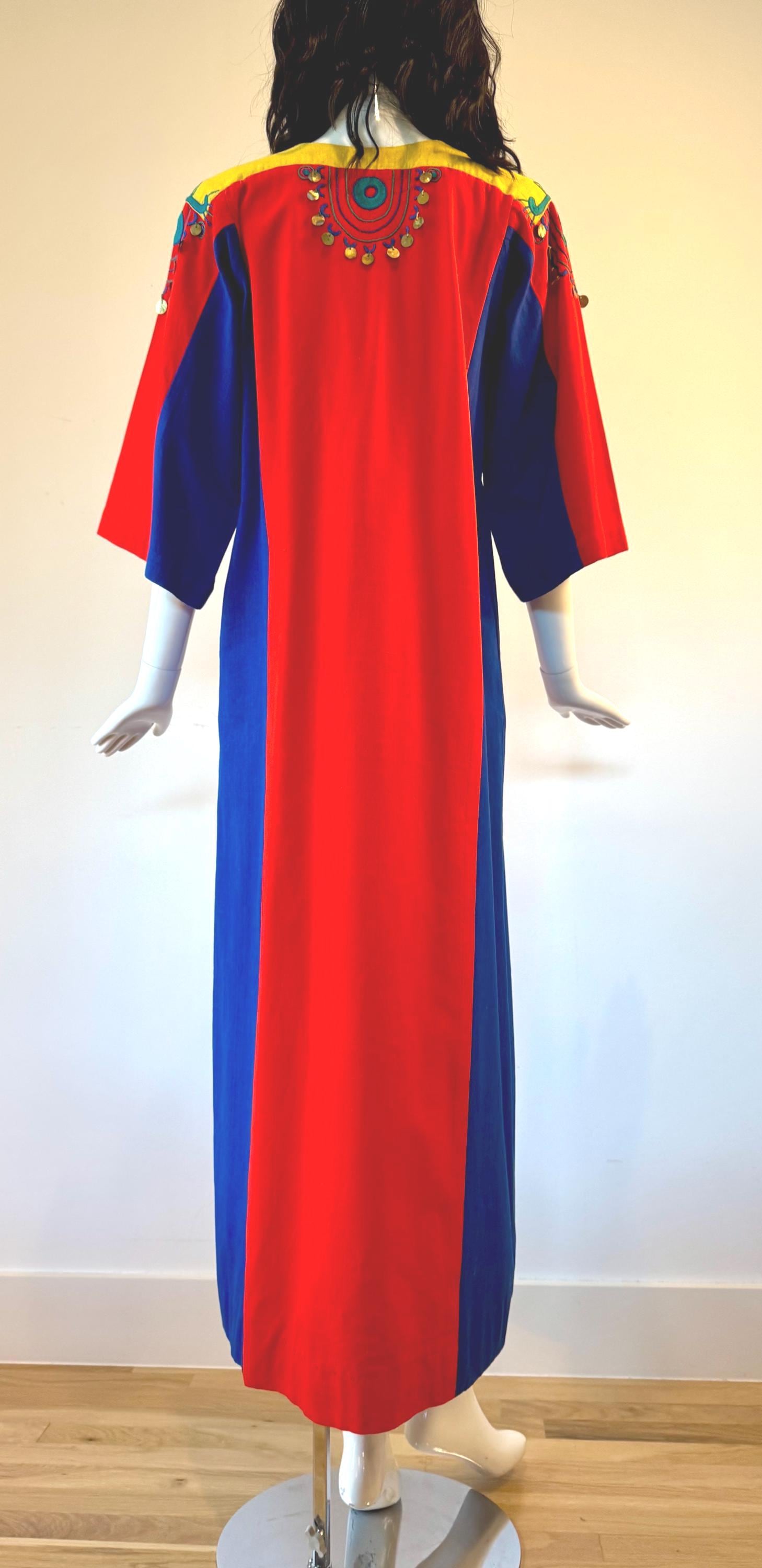70s JOSEFA Bright Color Cotton Caftan