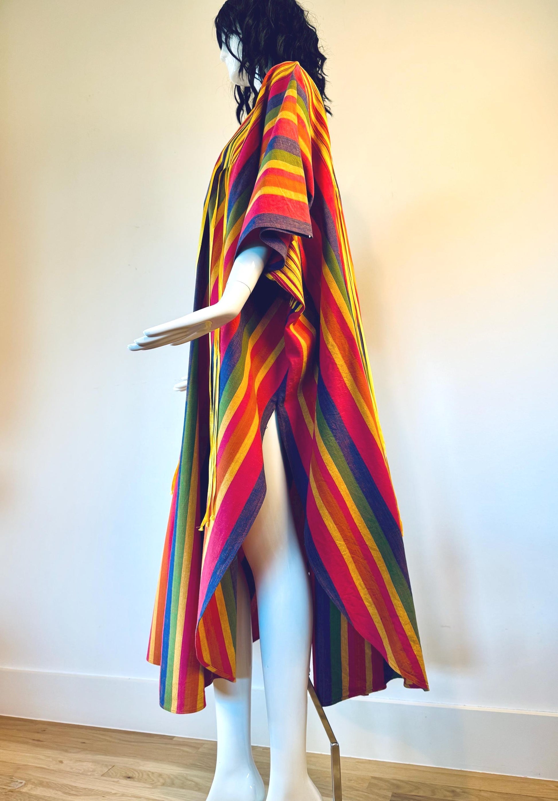 70s JOSEFA Stripe Tassled Cotton Caftan