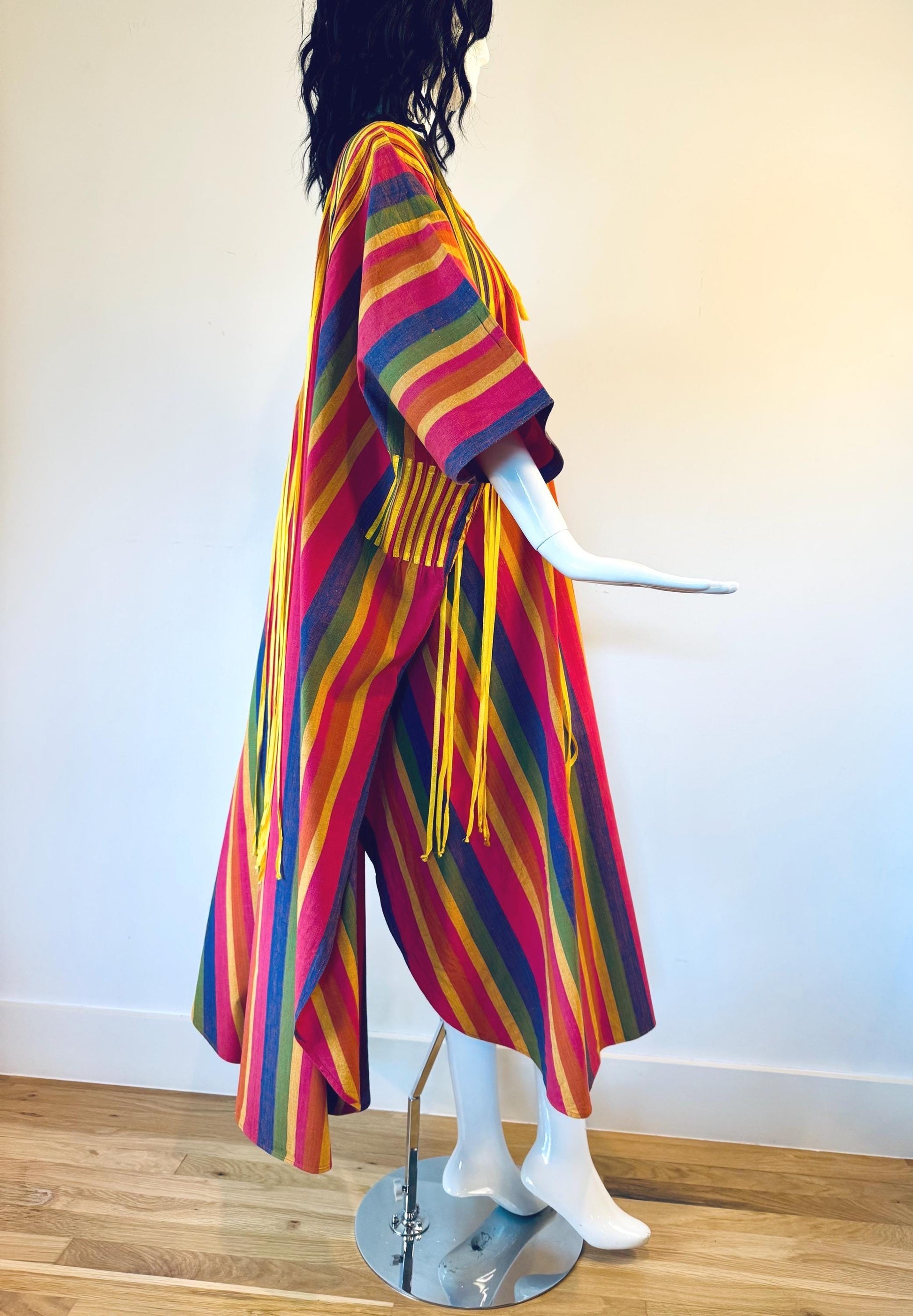 70s JOSEFA Stripe Tassled Cotton Caftan