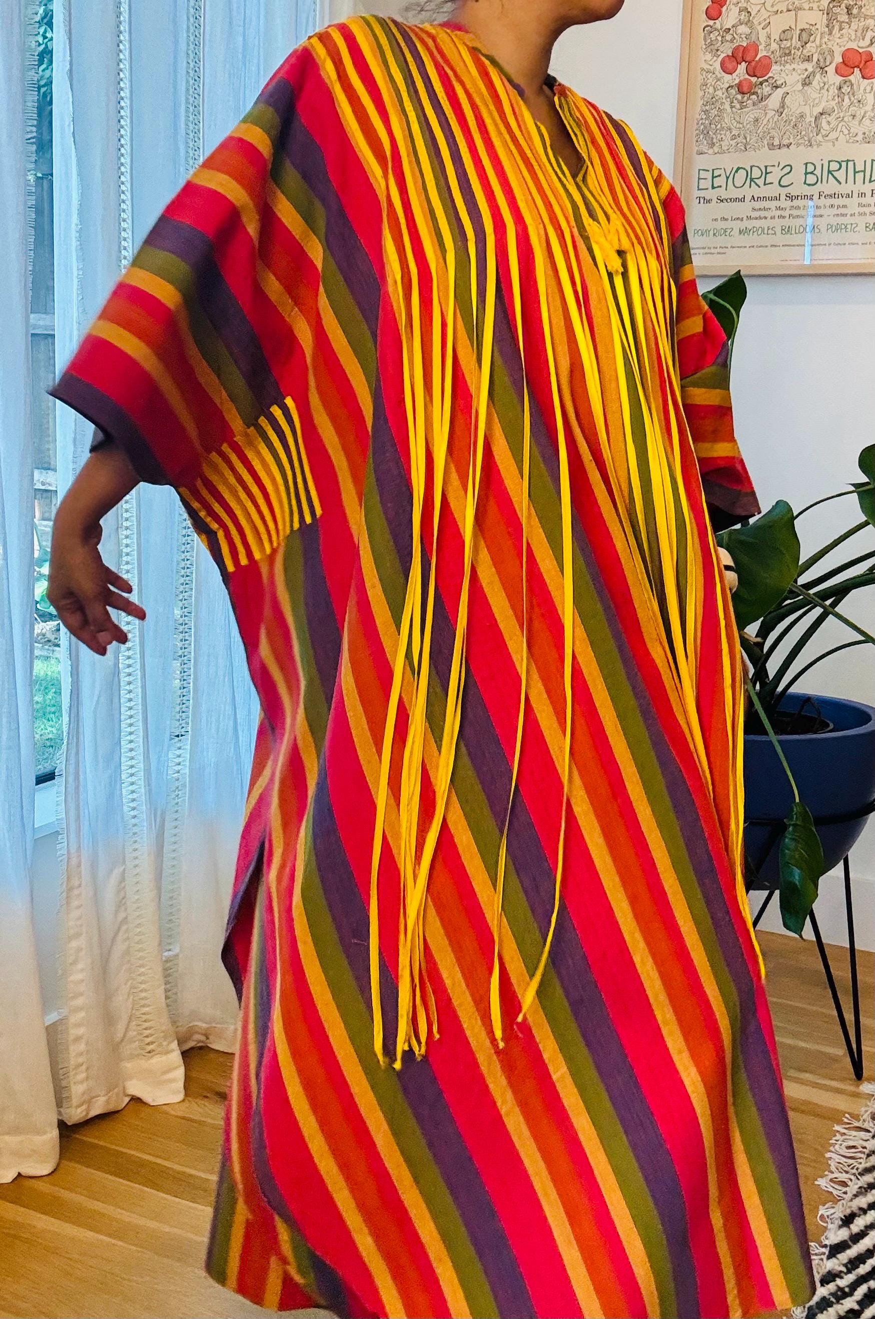 70s JOSEFA Stripe Tassled Cotton Caftan
