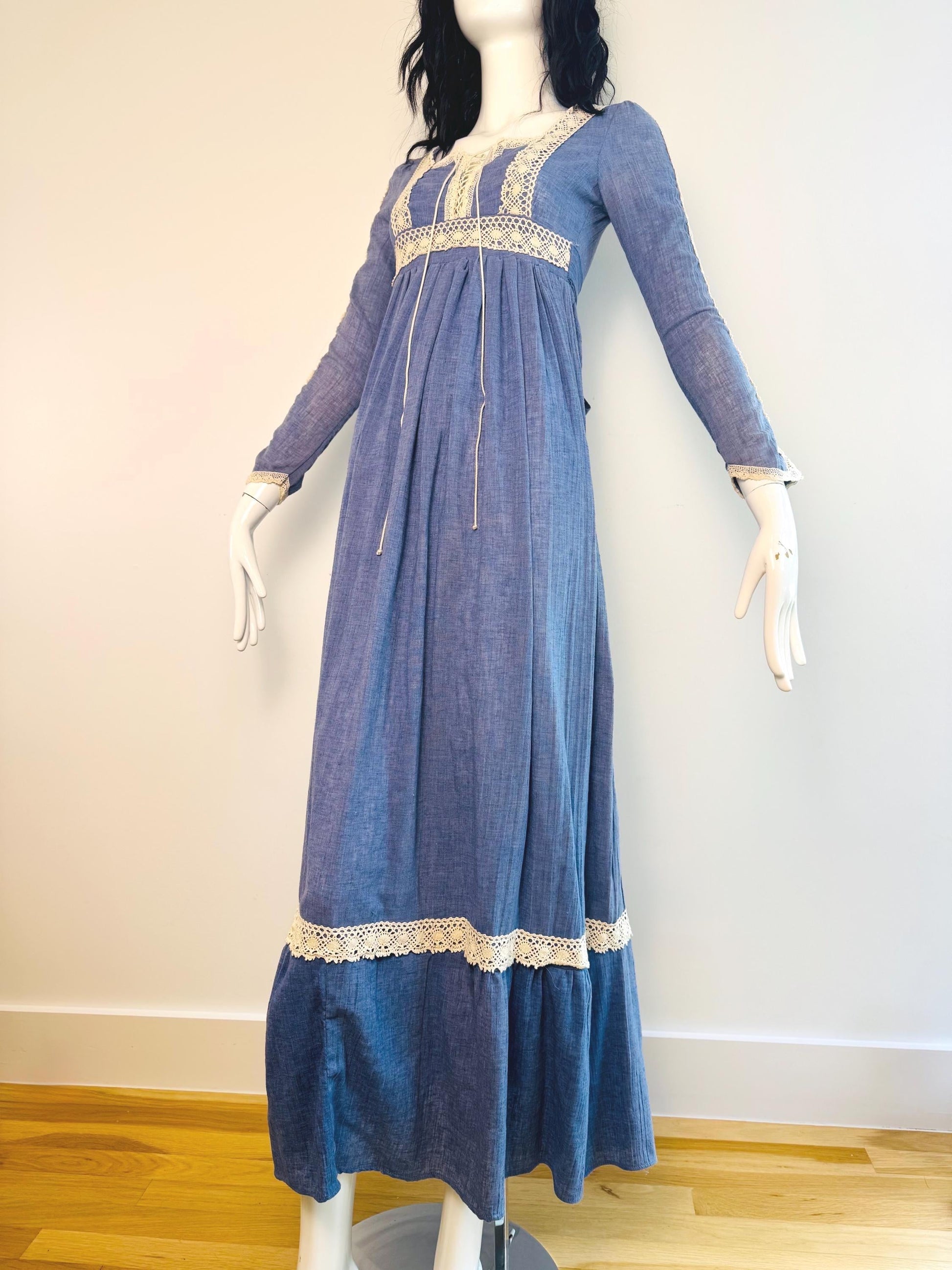 Gunne Sax Blue Prairie Maxi Dress