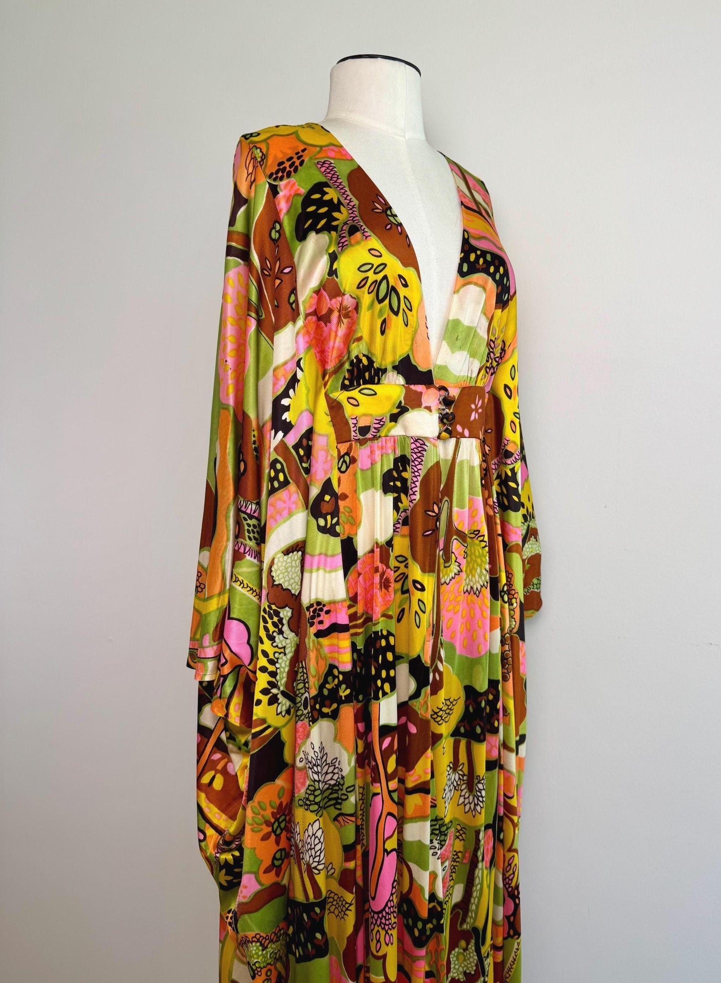 60s Rare Psychedelic Print Cocoon Caftan