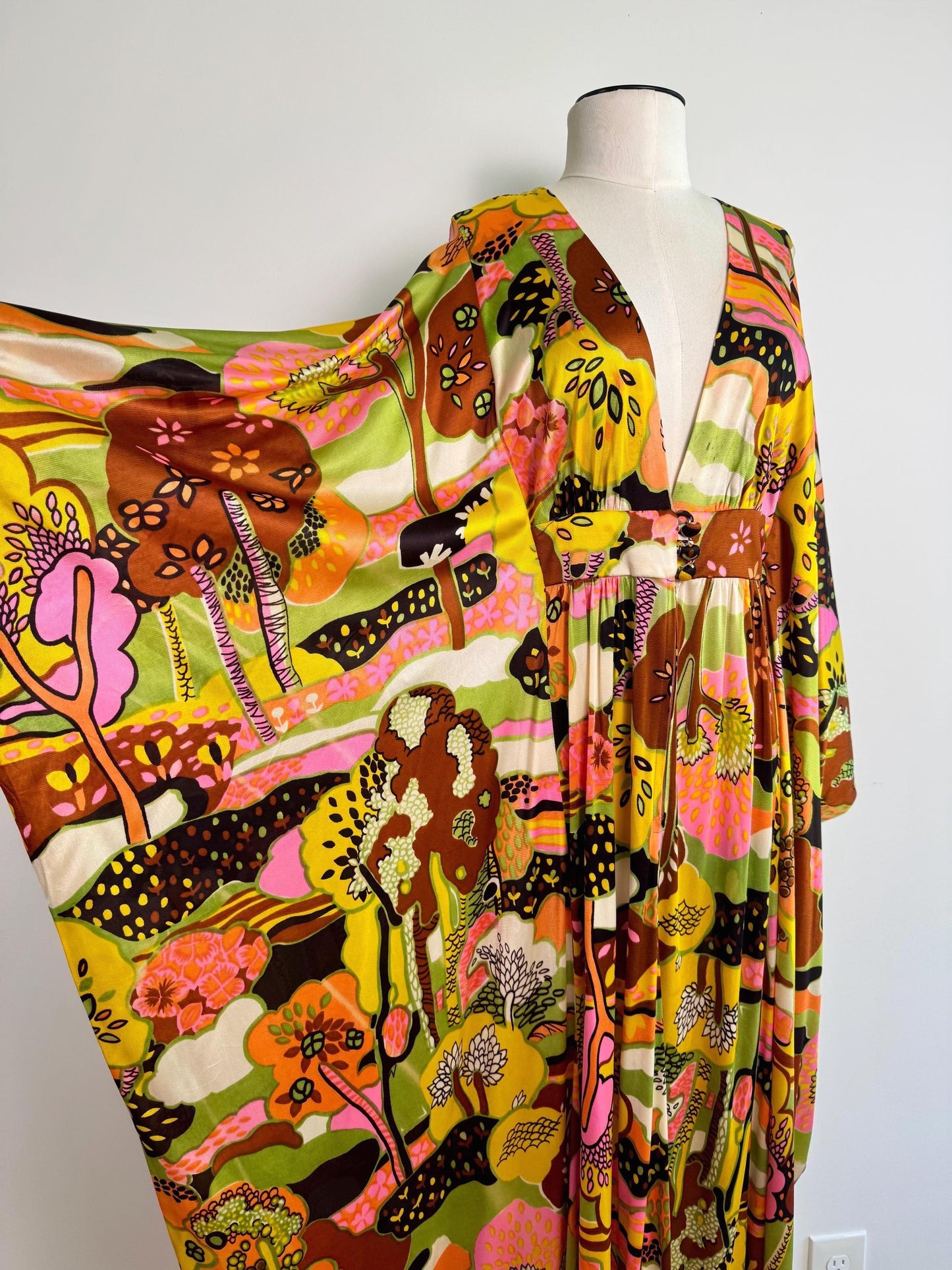 60s Rare Psychedelic Print Cocoon Caftan