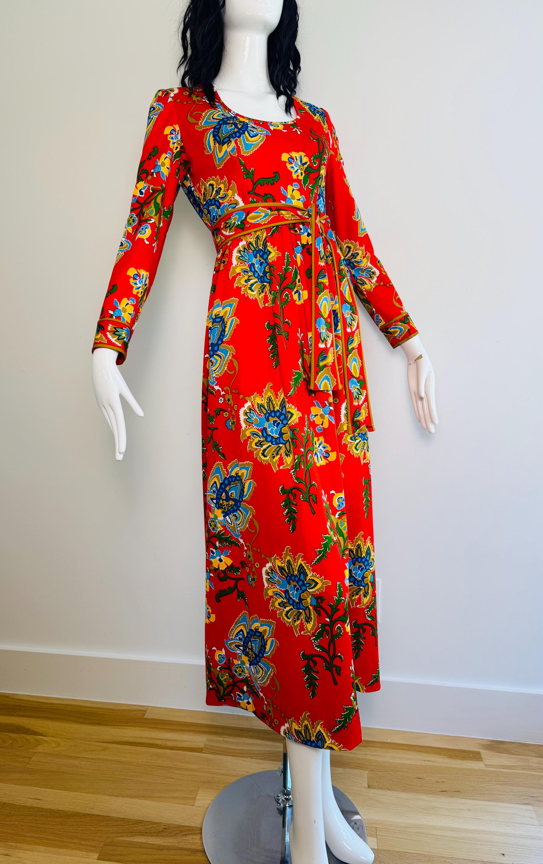 70s Anne Fogarty Printed Jersey Maxi Dress
