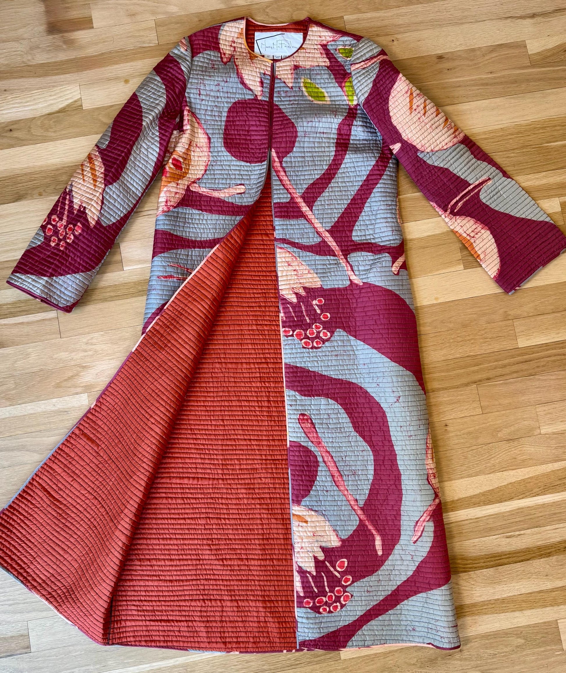 Vintage Mary MCFADDEN Couture Silk Printed Duster Jacket