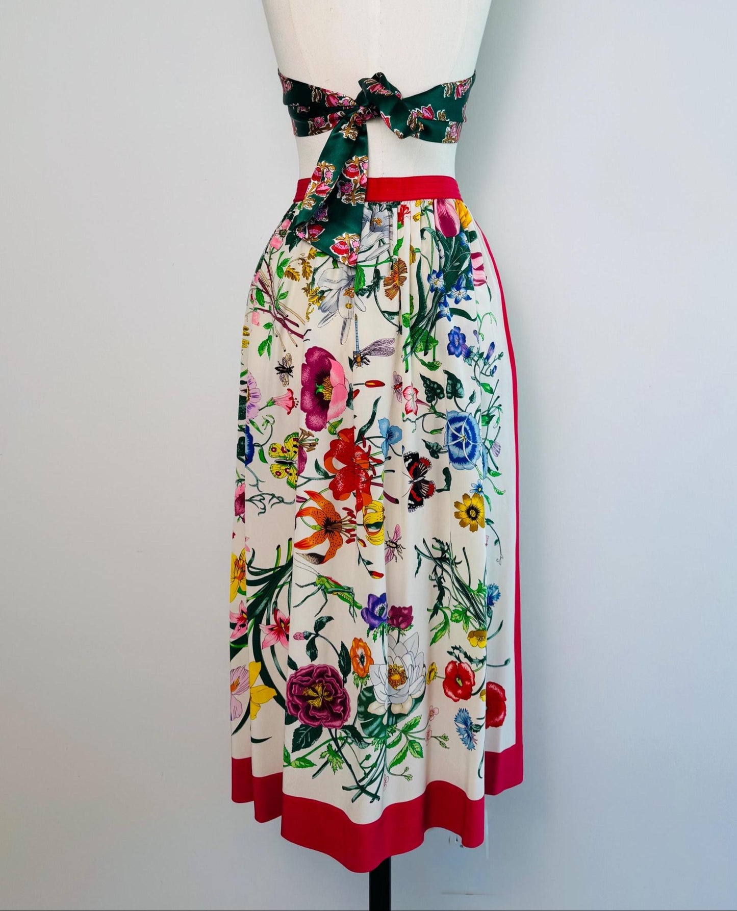 Vintage Silk Flora Print Skirt