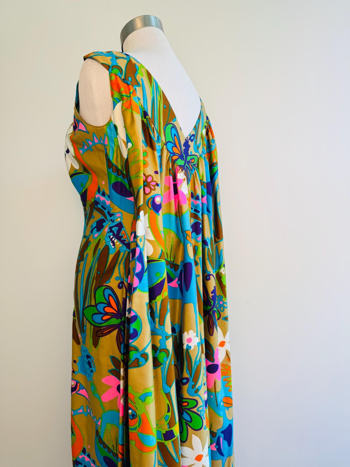 OOAK Hawaiian Tikki Printed Cotton Capelet Dress