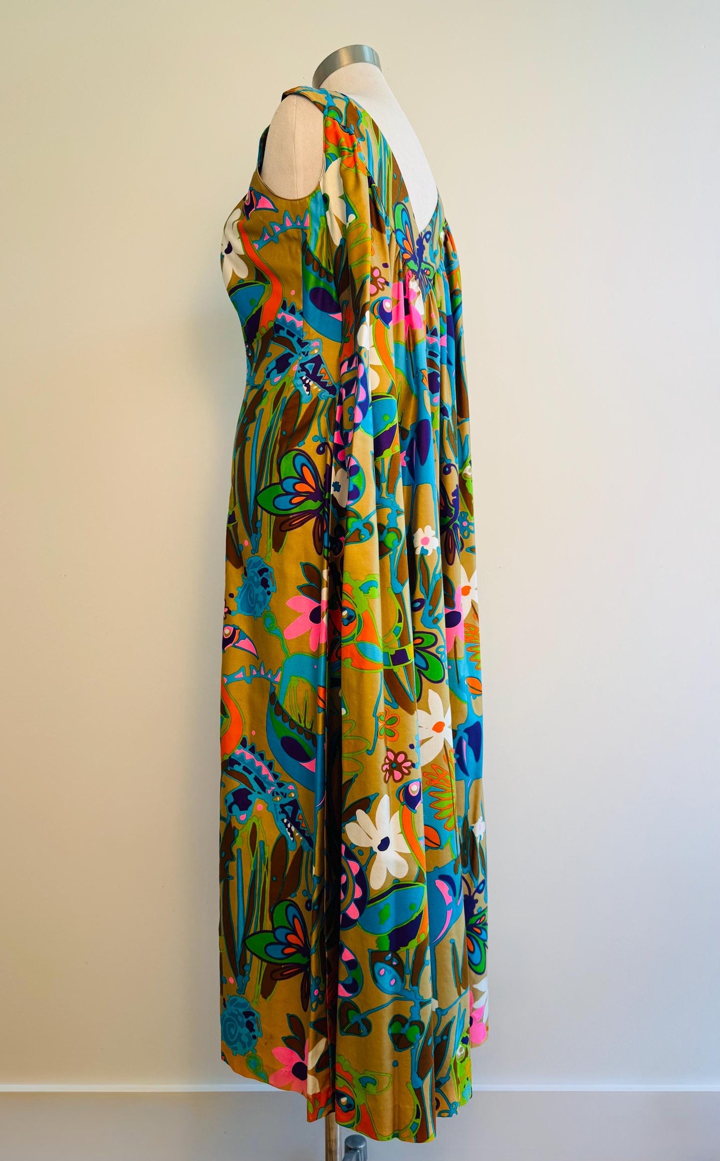 OOAK Hawaiian Tikki Printed Cotton Capelet Dress