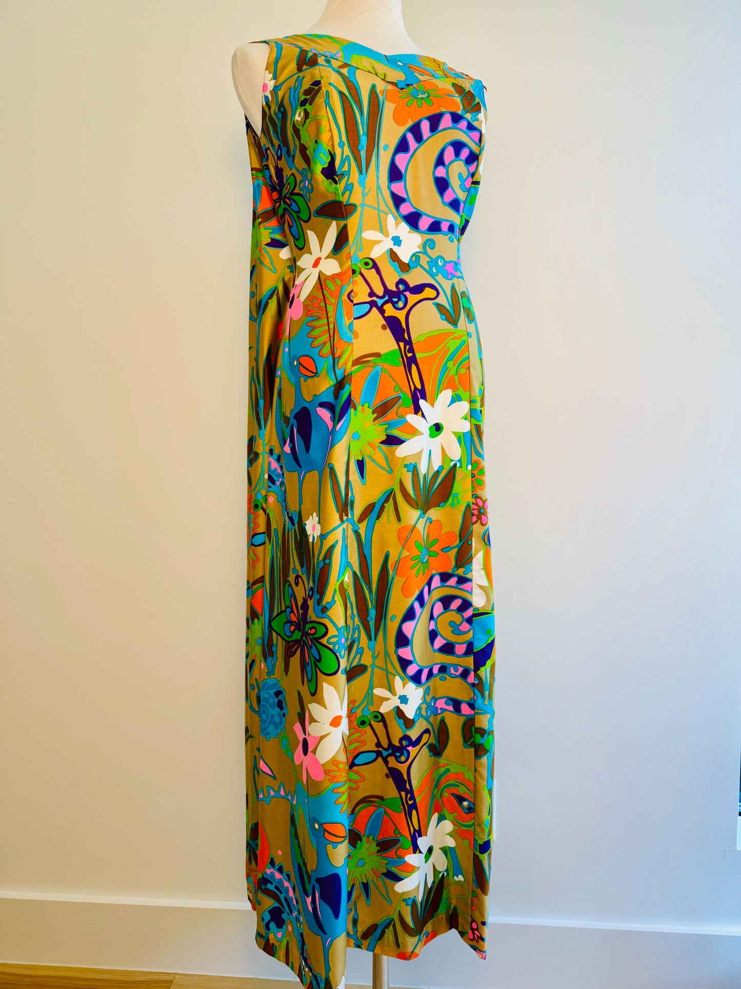 OOAK Hawaiian Tikki Printed Cotton Capelet Dress