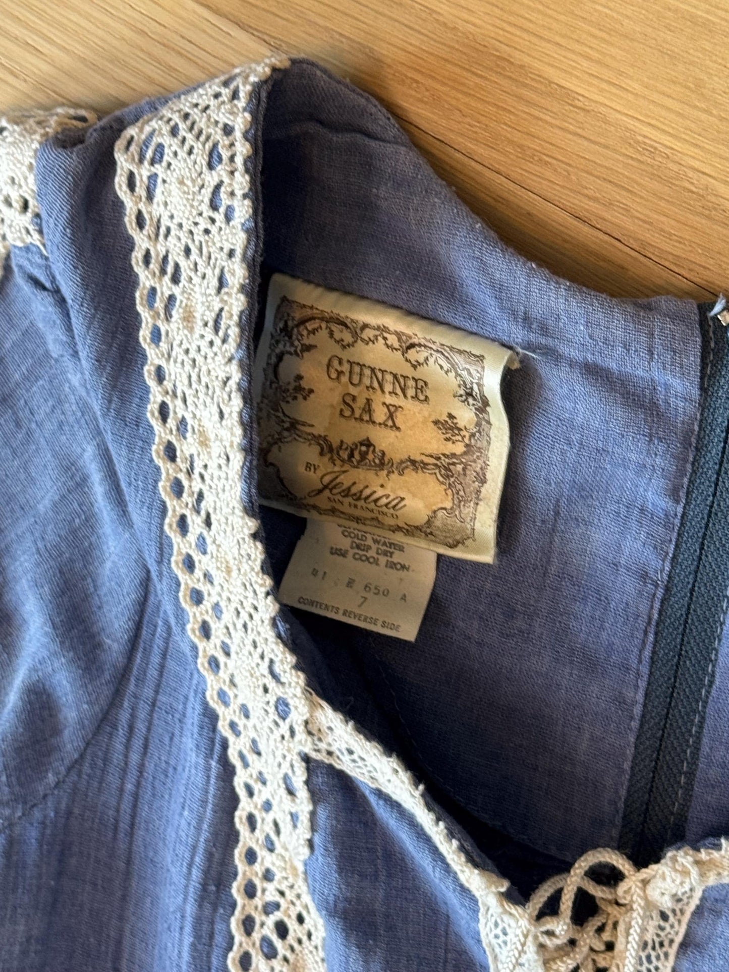 Gunne Sax Blue Prairie Maxi Dress