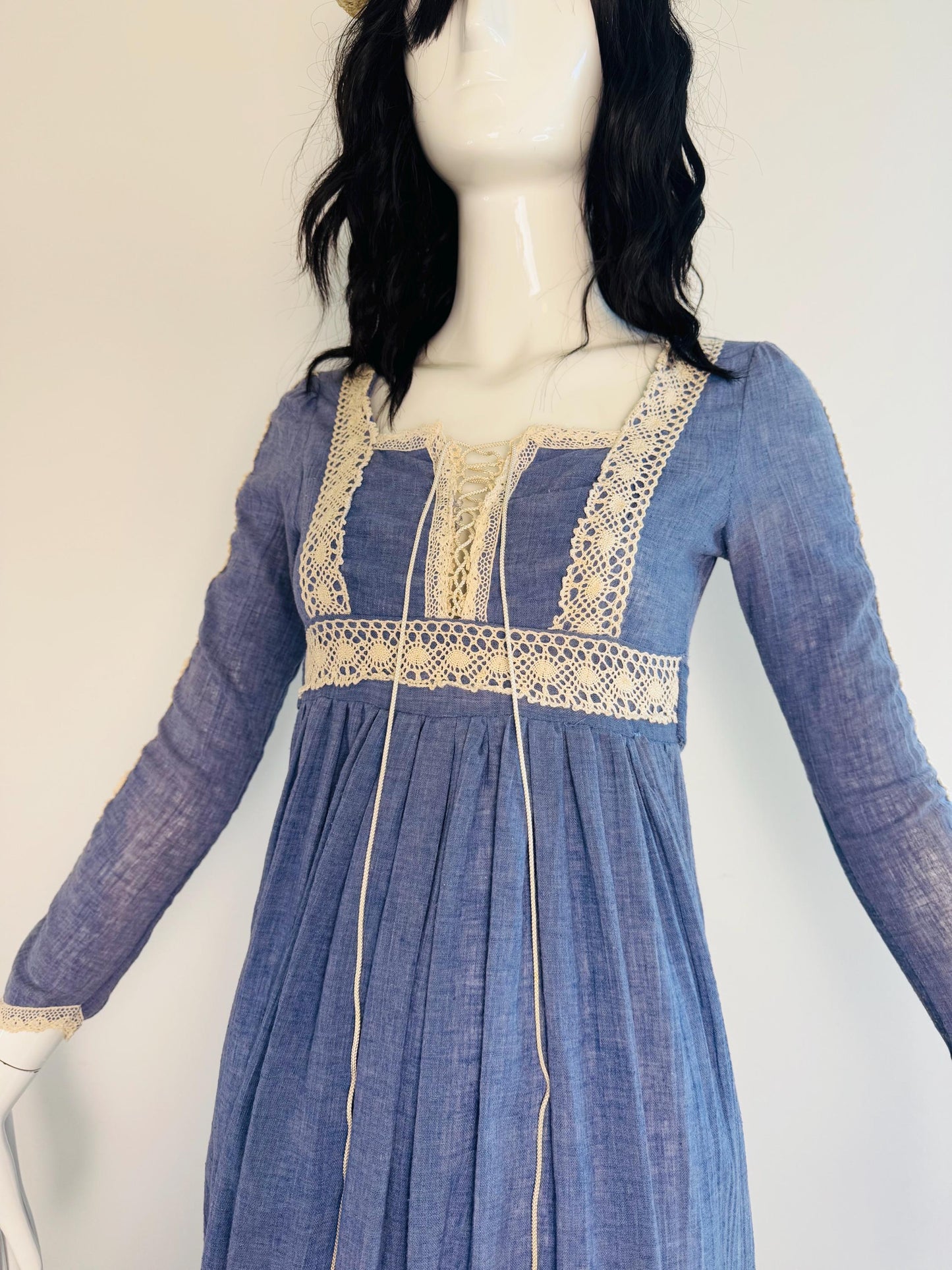 Gunne Sax Blue Prairie Maxi Dress