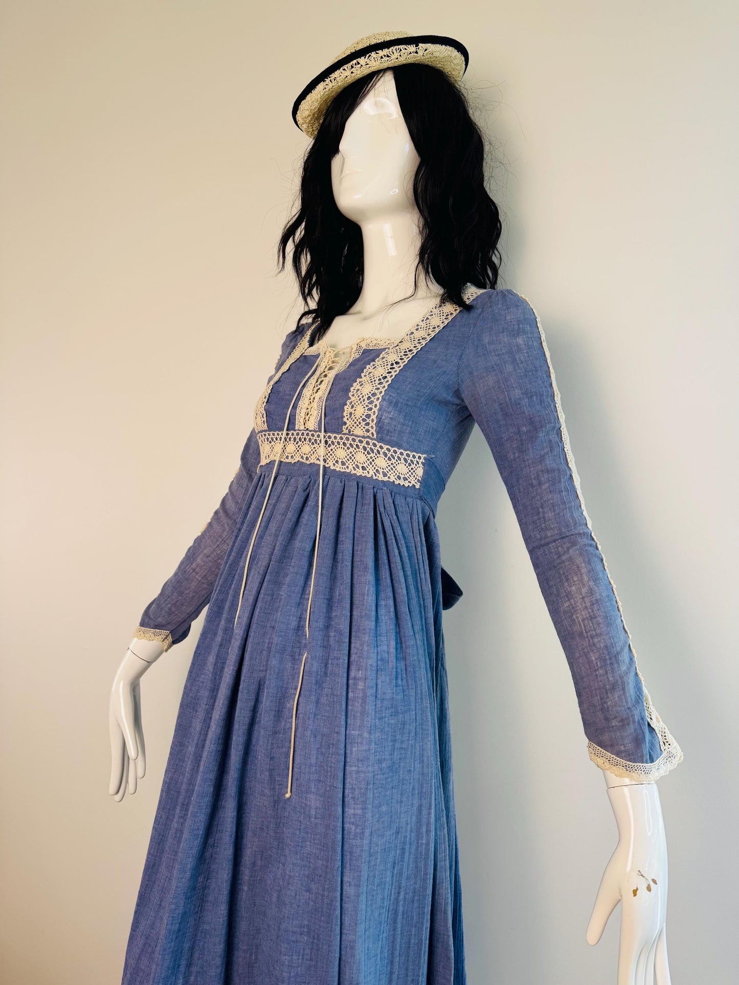 Gunne Sax Blue Prairie Maxi Dress