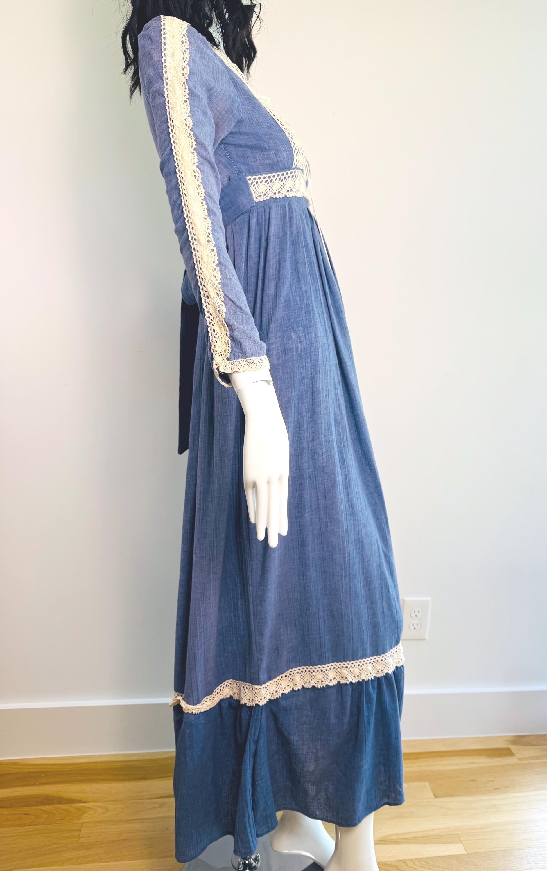 Gunne Sax Blue Prairie Maxi Dress
