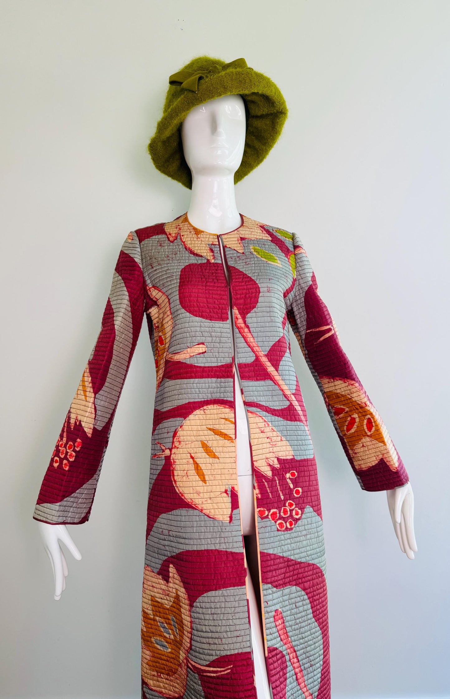 Vintage Mary MCFADDEN Couture Silk Printed Duster Jacket