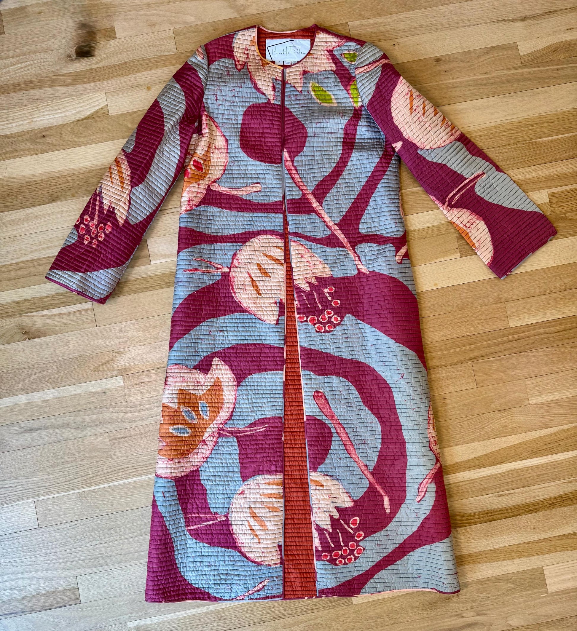 Vintage Mary MCFADDEN Couture Silk Printed Duster Jacket