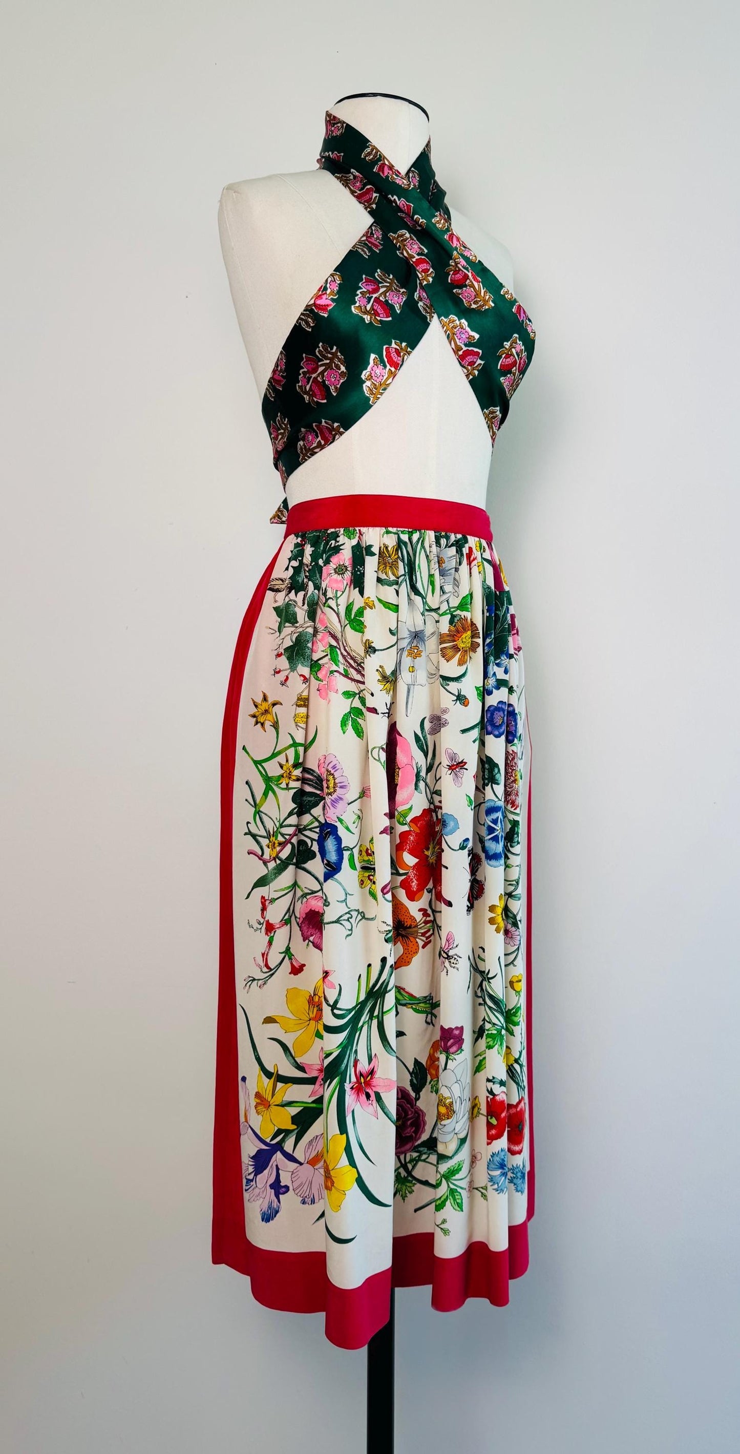 Vintage Silk Flora Print Skirt