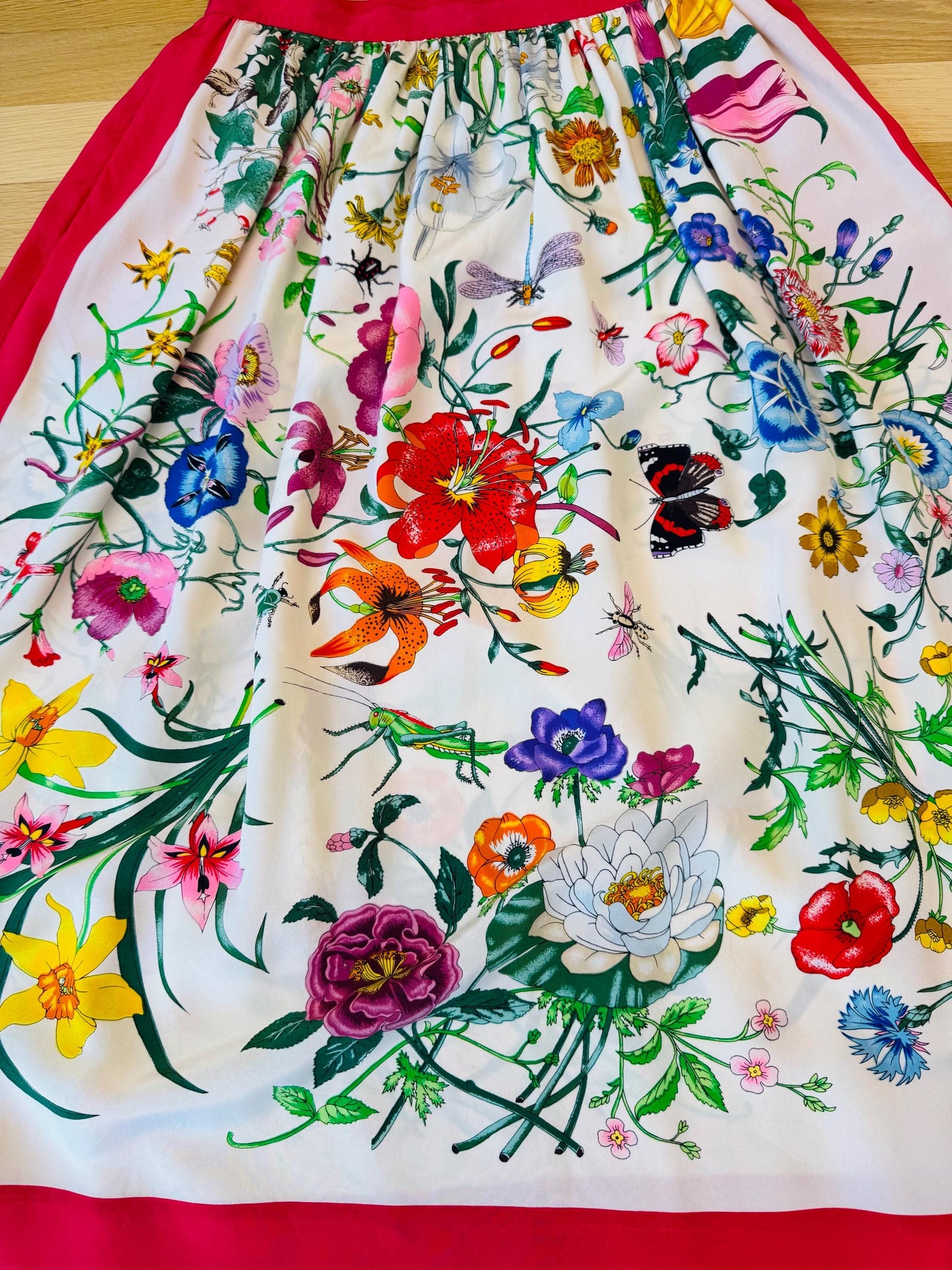 Vintage Silk Flora Print Skirt