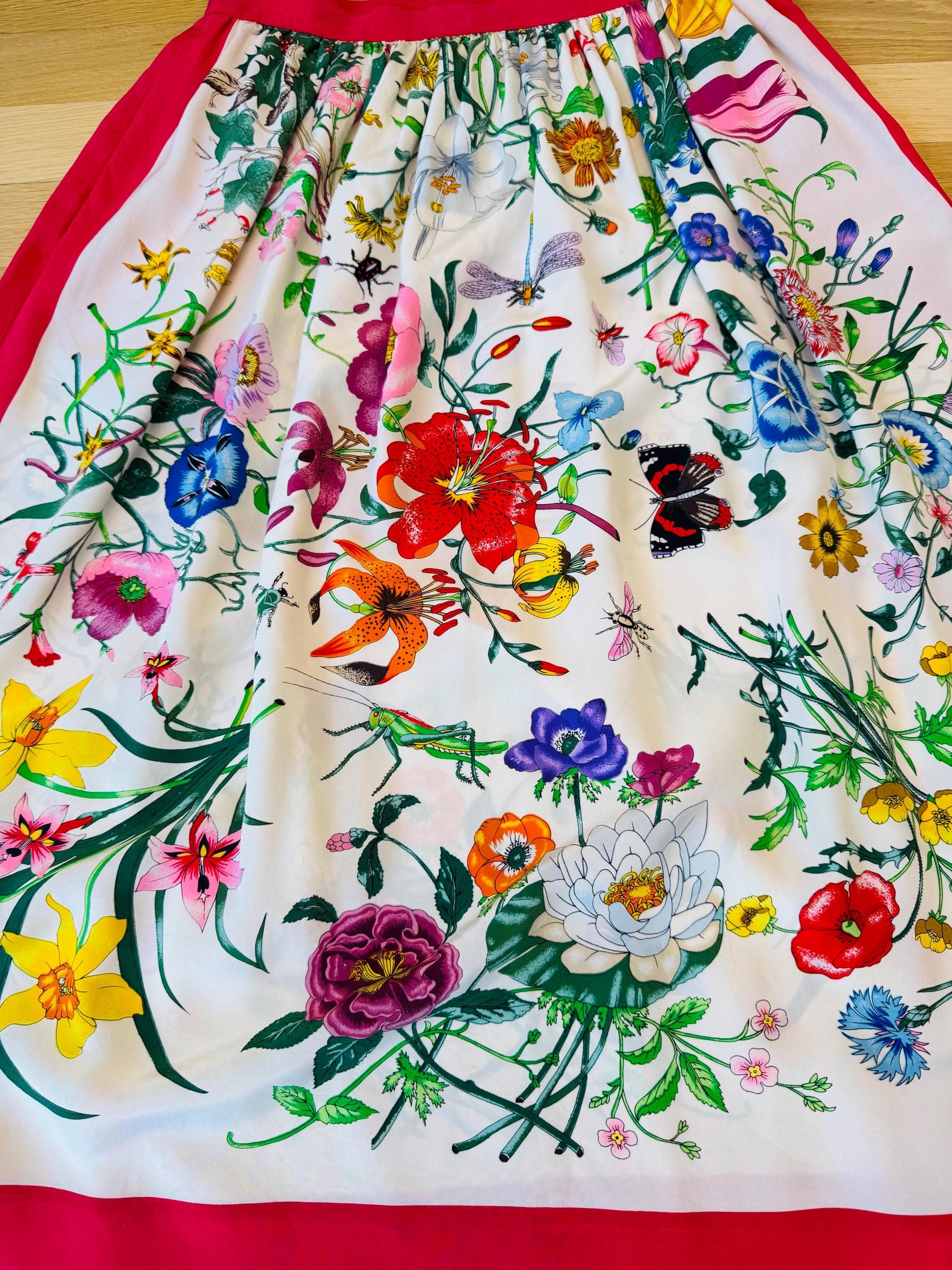 Vintage Silk Flora Print Skirt