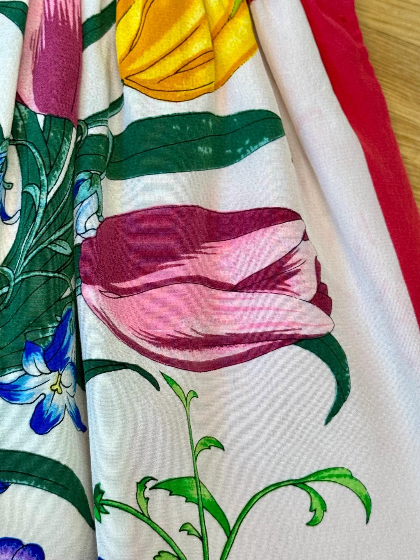 Vintage Silk Flora Print Skirt