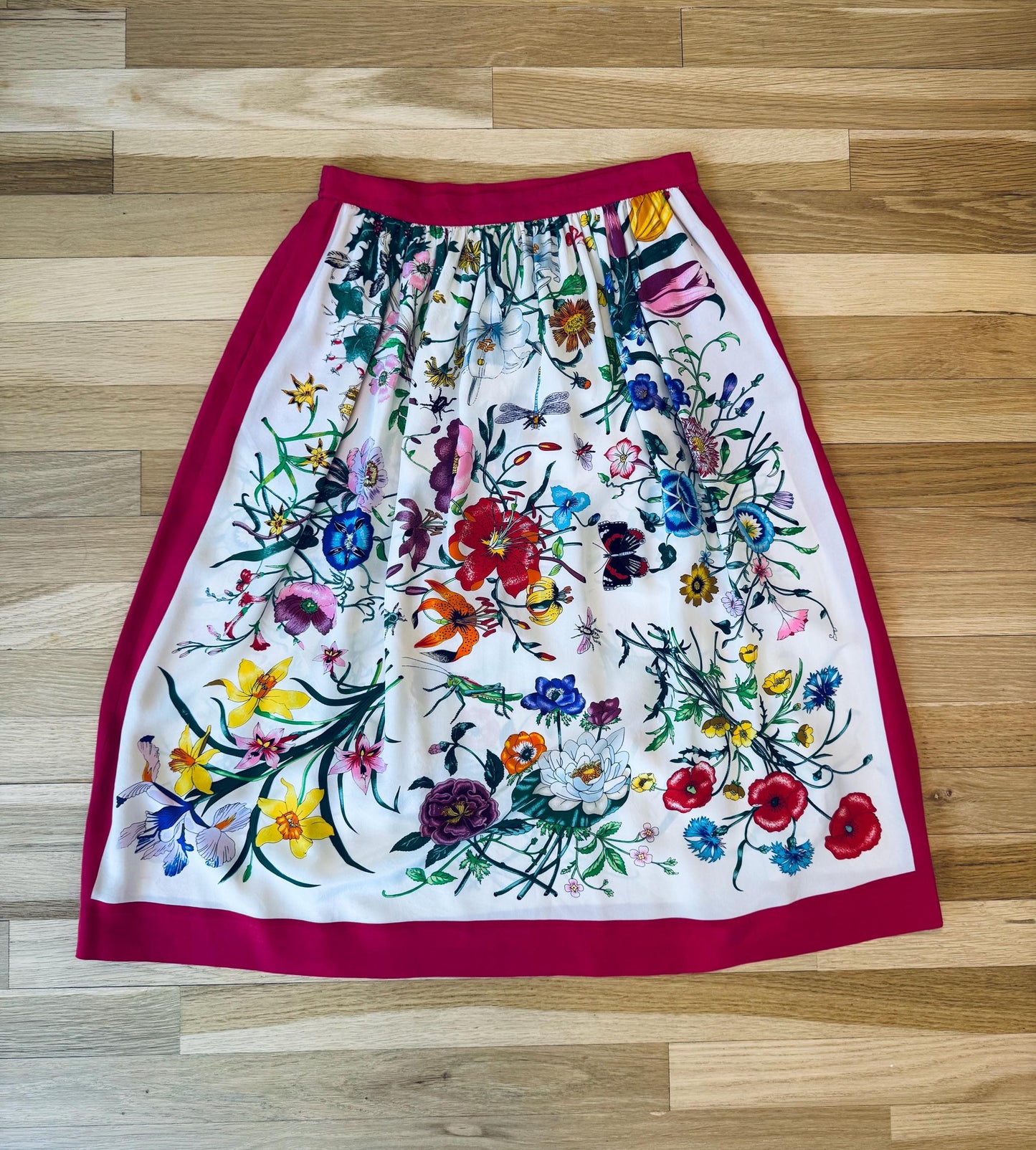 Vintage Silk Flora Print Skirt