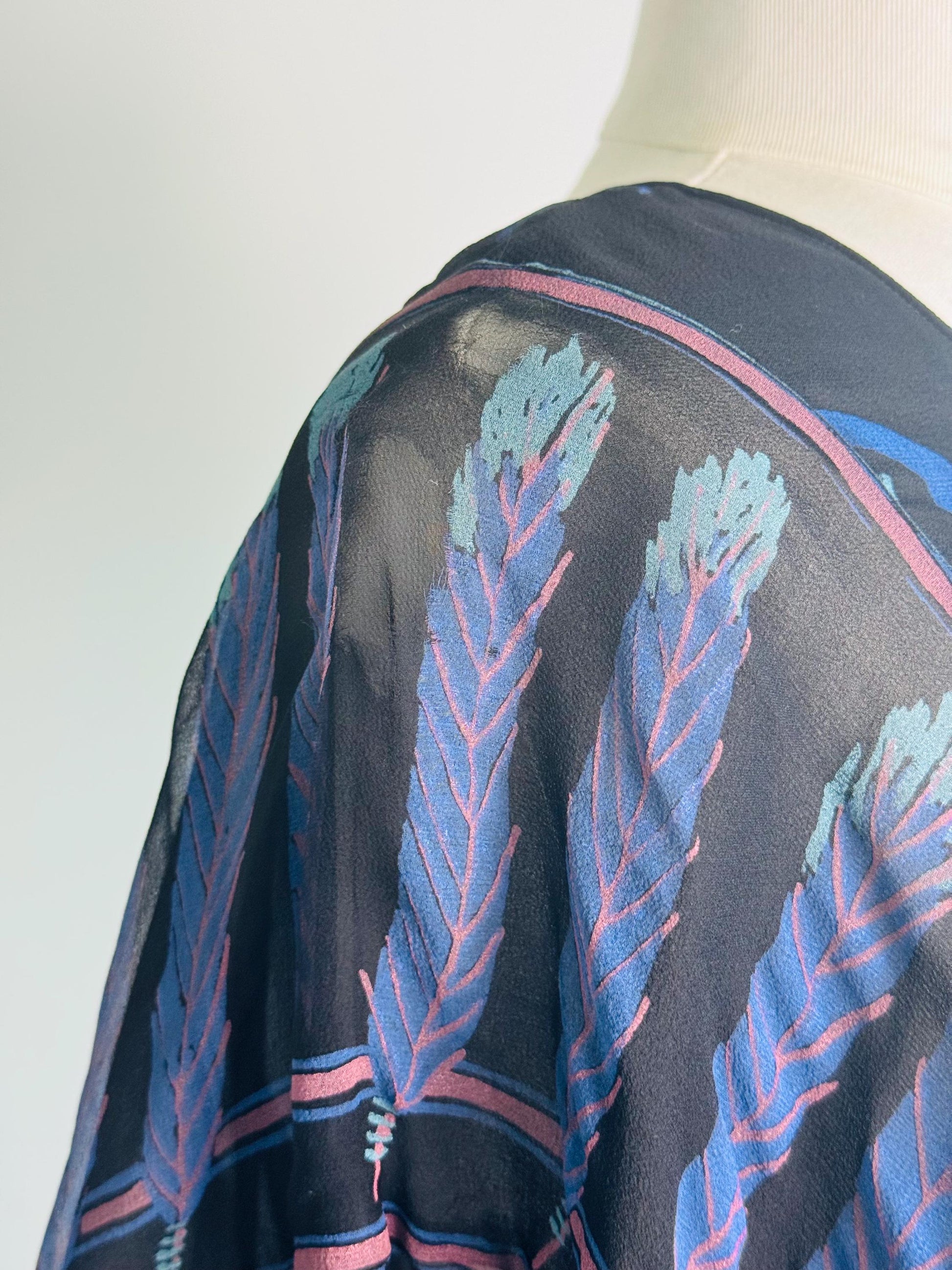 Zandra Rhodes Archival 1970s Silk Feather Tunic