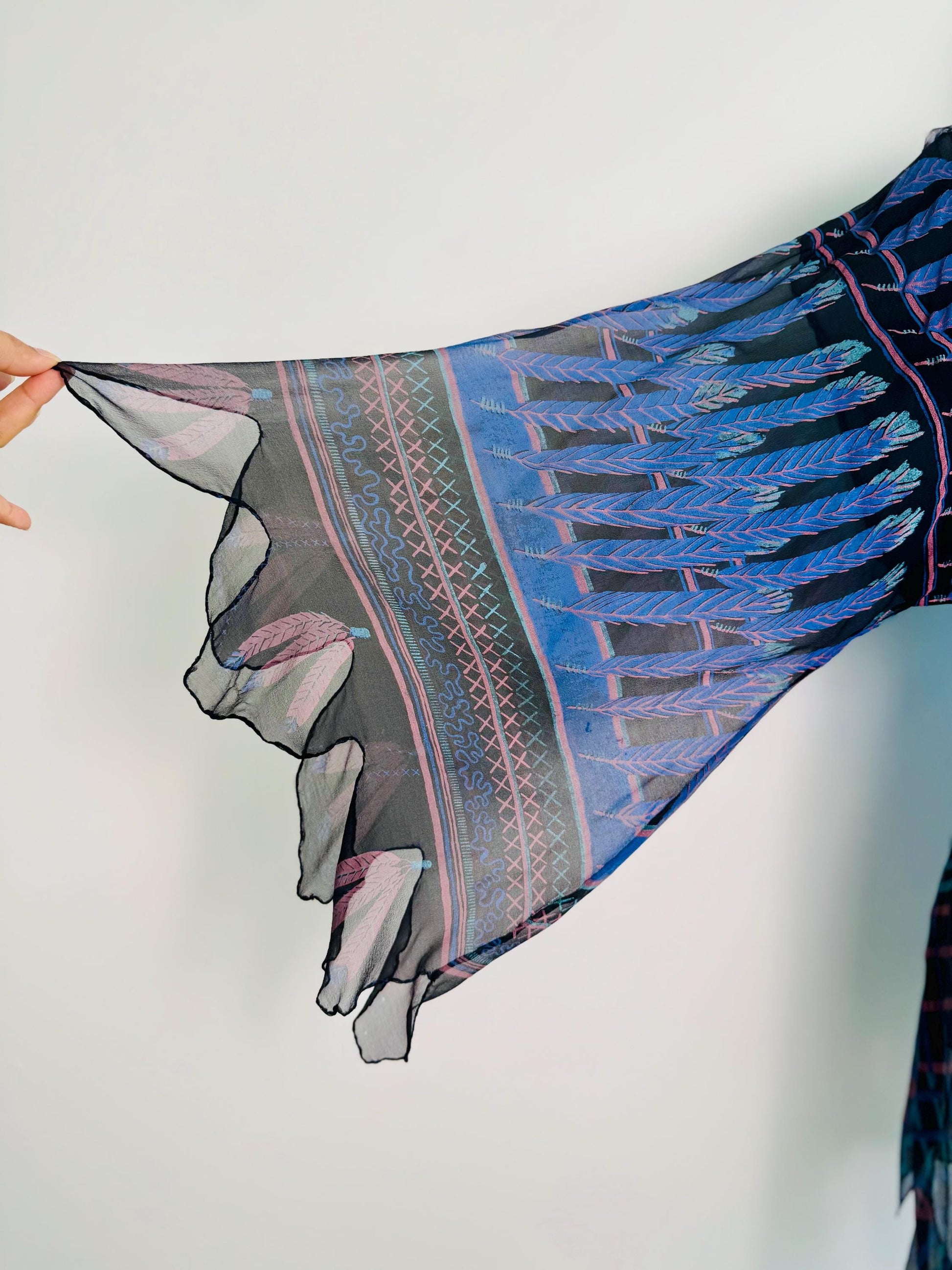 Zandra Rhodes Archival 1970s Silk Feather Tunic