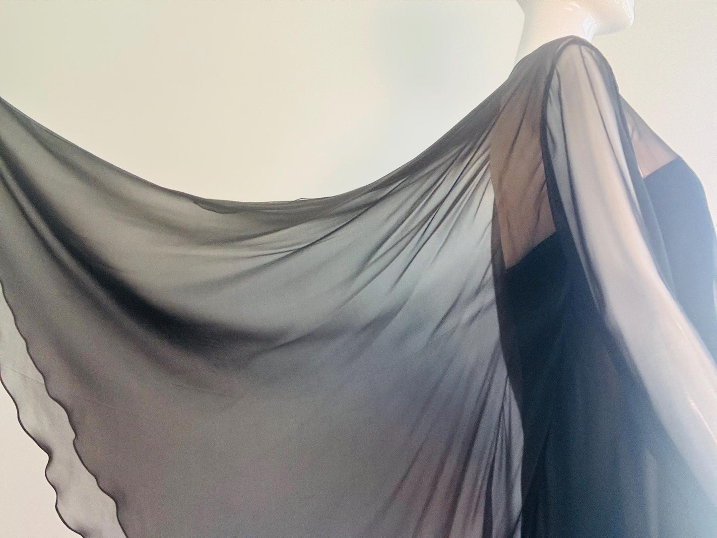 60s Travilla Black Silk Chiffon Cocktail Dress