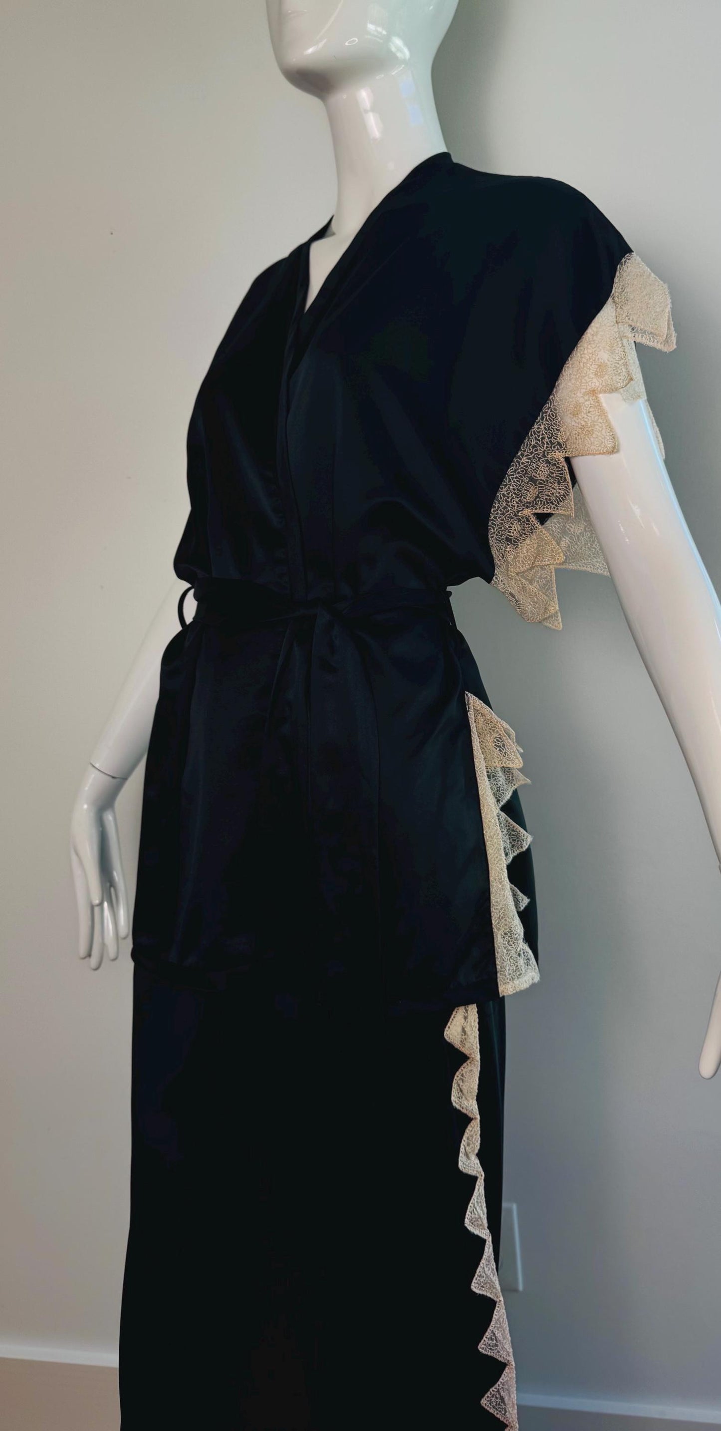 Zandra Rhodes Satin and Lace Kimono Pant Set