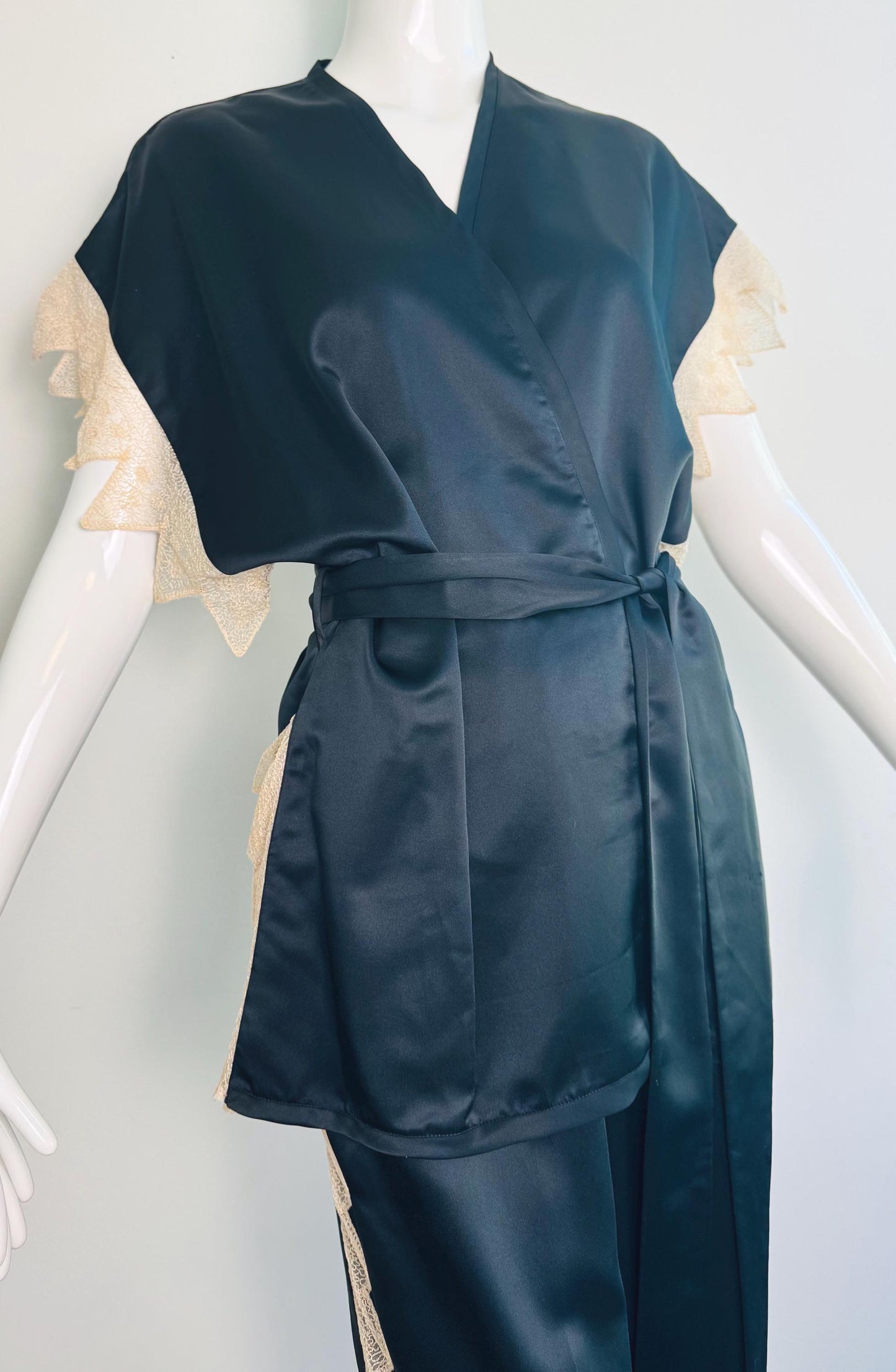 Zandra Rhodes Satin and Lace Kimono Pant Set